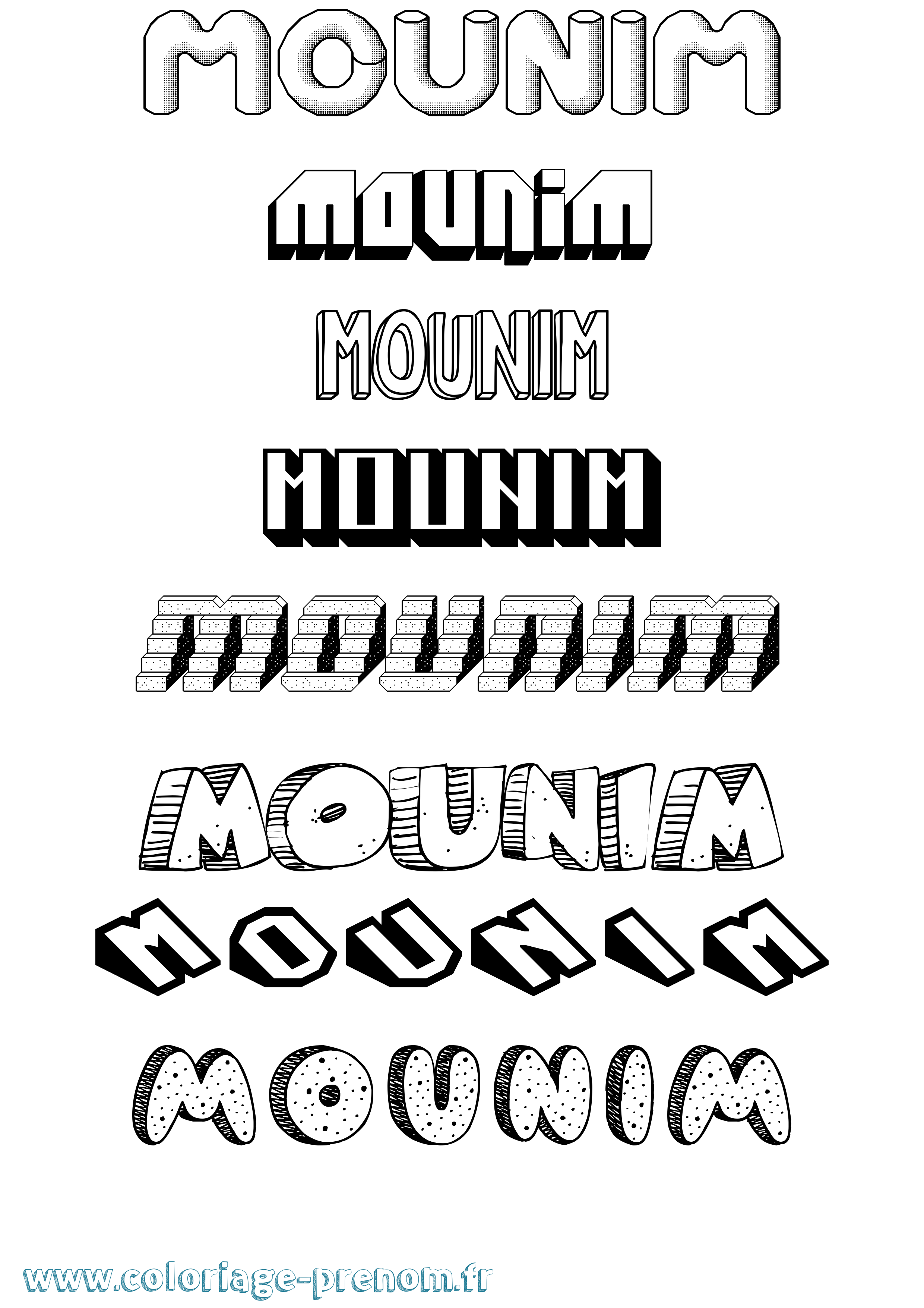 Coloriage Mounim Effet 3D Coloriage prénom Mounim Effet 3D