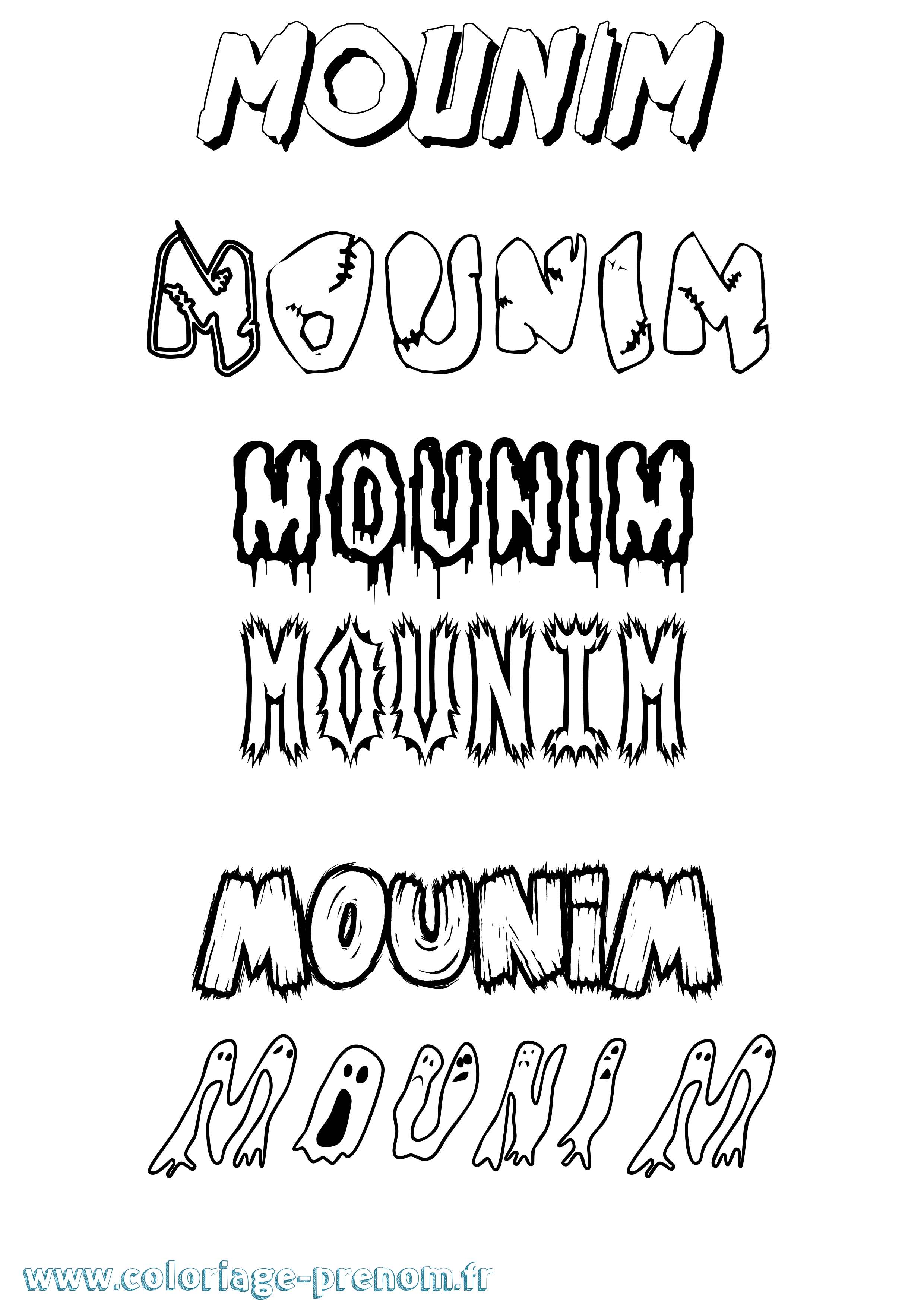 Coloriage Mounim Frisson Coloriage prénom Mounim Frisson