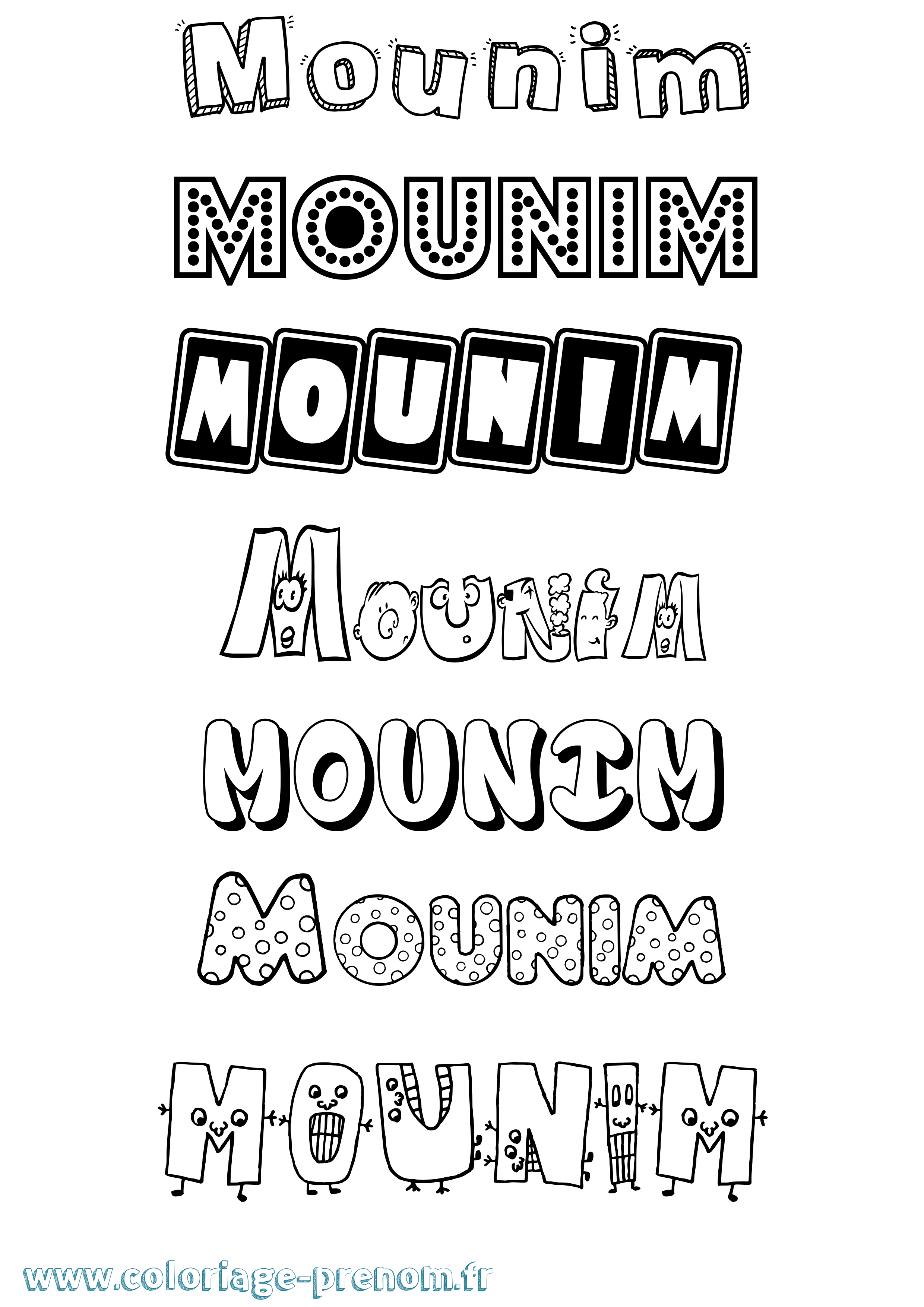 Coloriage Mounim Fun Coloriage prénom Mounim Fun