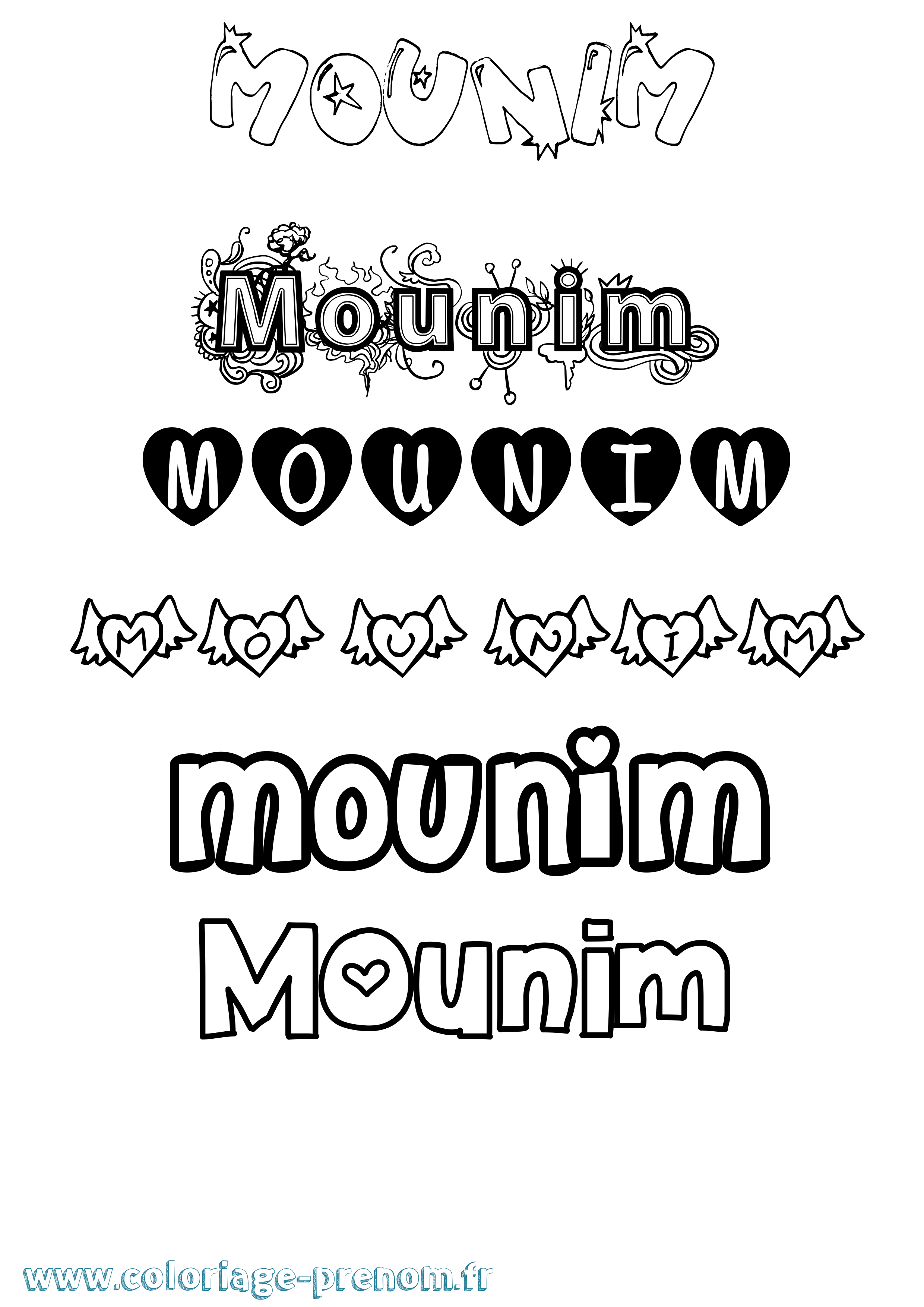 Coloriage Mounim Girly Coloriage prénom Mounim Girly