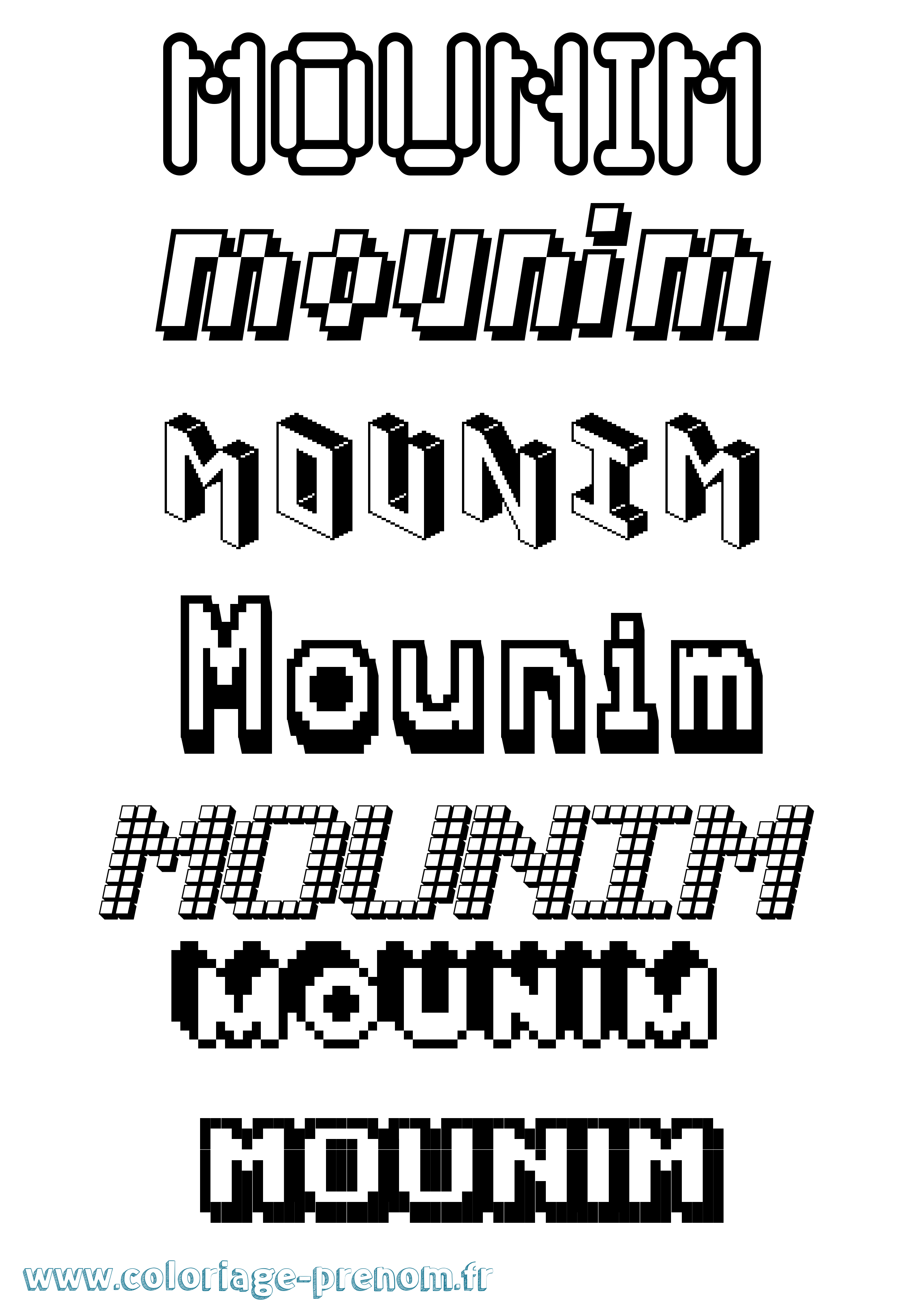 Coloriage Mounim Pixel Coloriage prénom Mounim Pixel