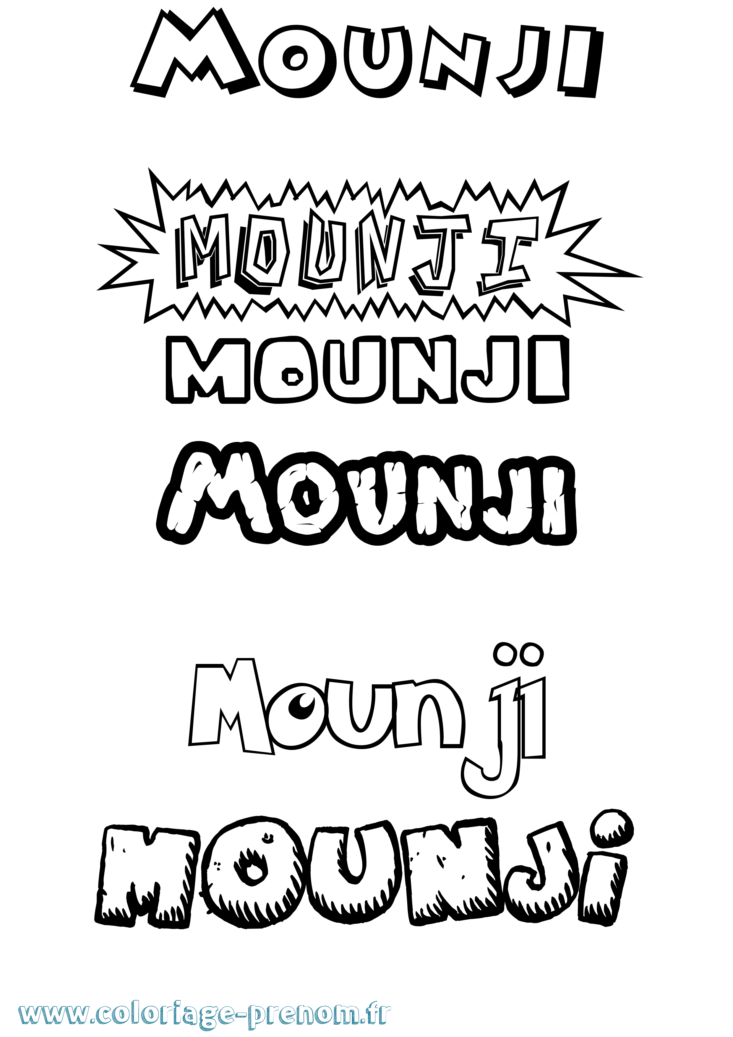 Coloriage Mounji Dessin Animé Coloriage prénom Mounji Dessin Animé