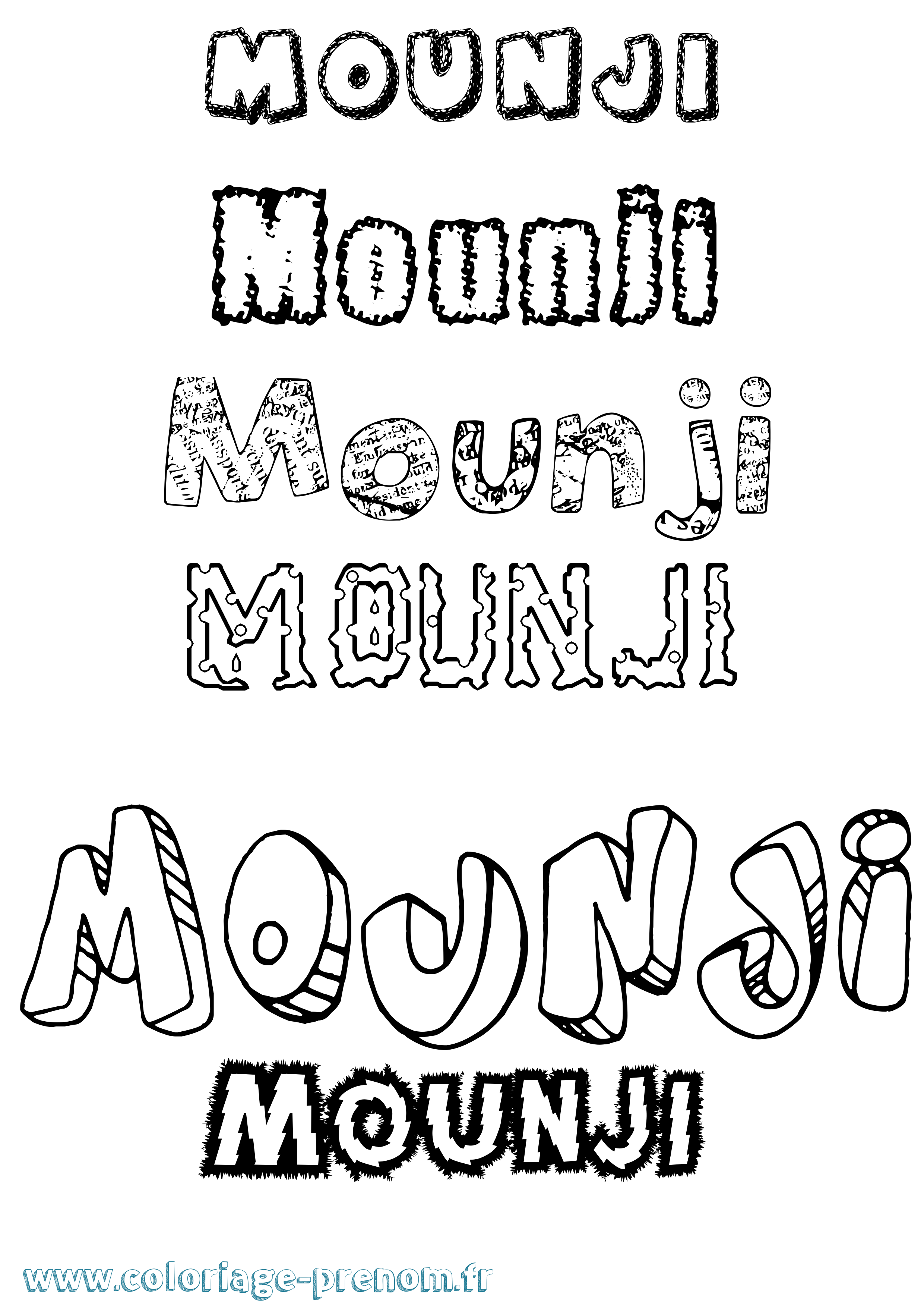 Coloriage Mounji Destructuré Coloriage prénom Mounji Destructuré