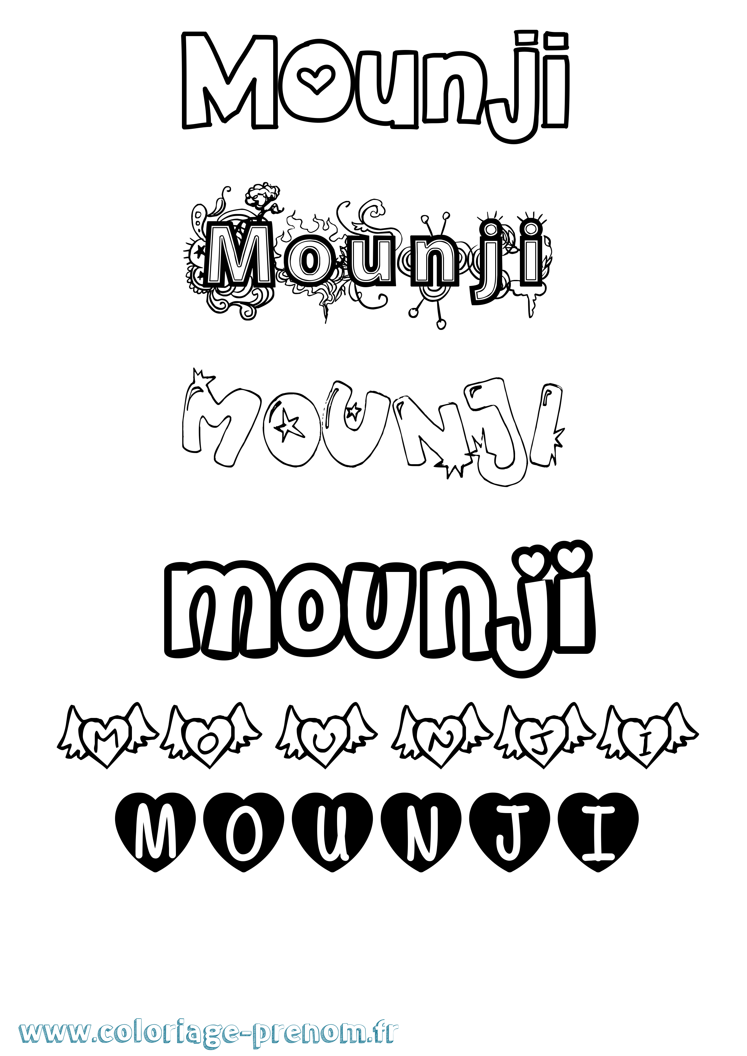 Coloriage Mounji Girly Coloriage prénom Mounji Girly