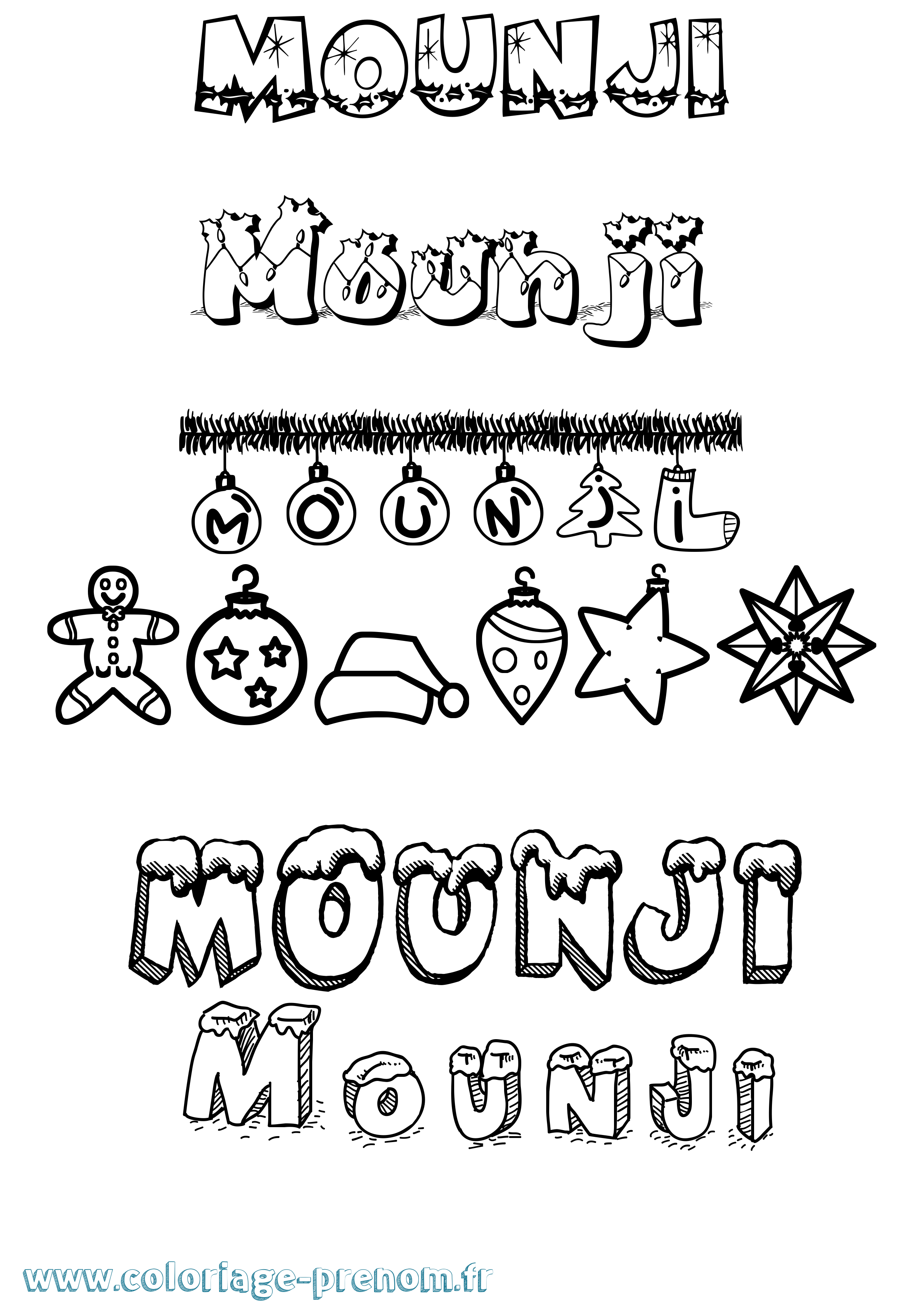 Coloriage Mounji Noël Coloriage prénom Mounji Noël