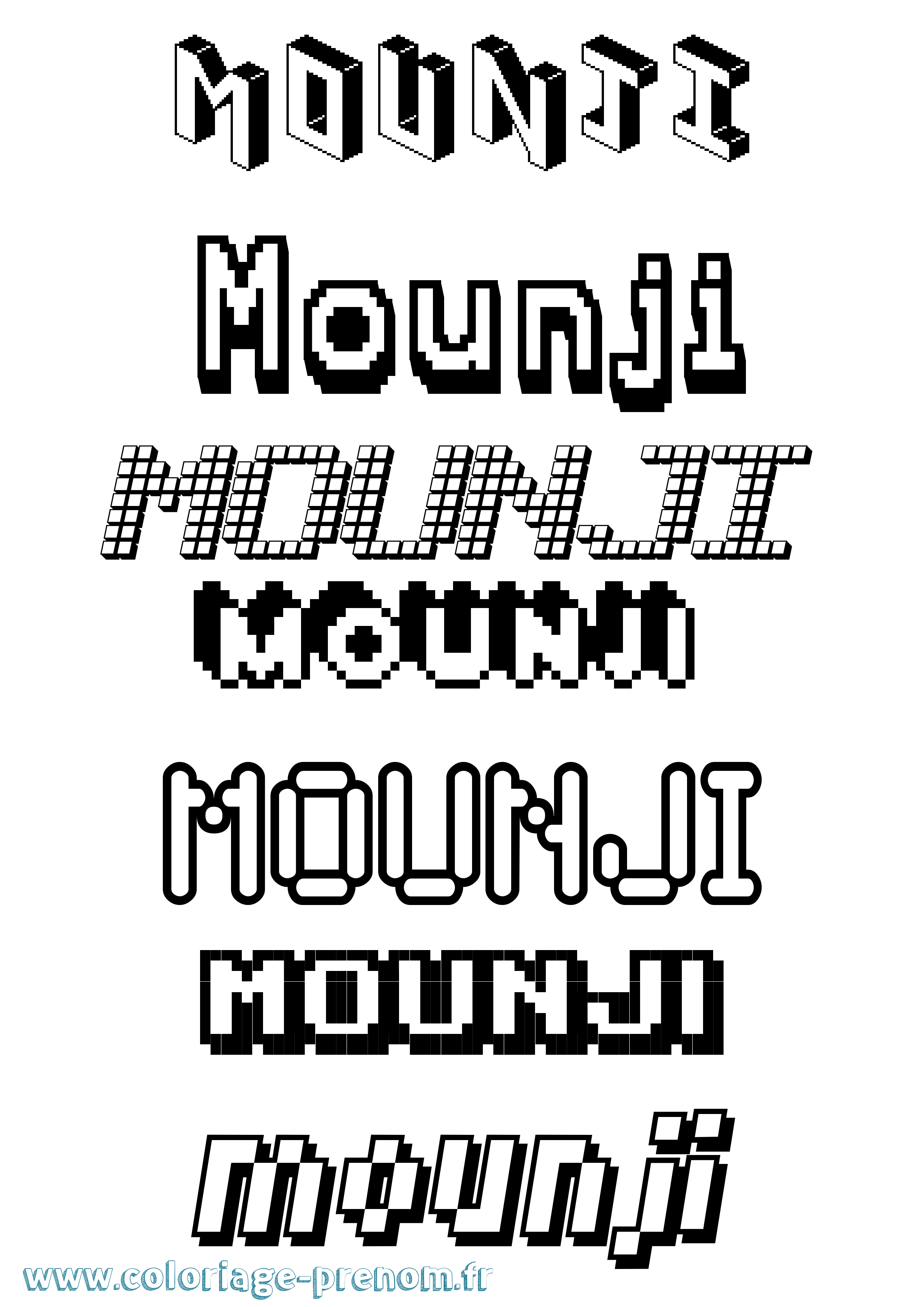 Coloriage Mounji Pixel Coloriage prénom Mounji Pixel