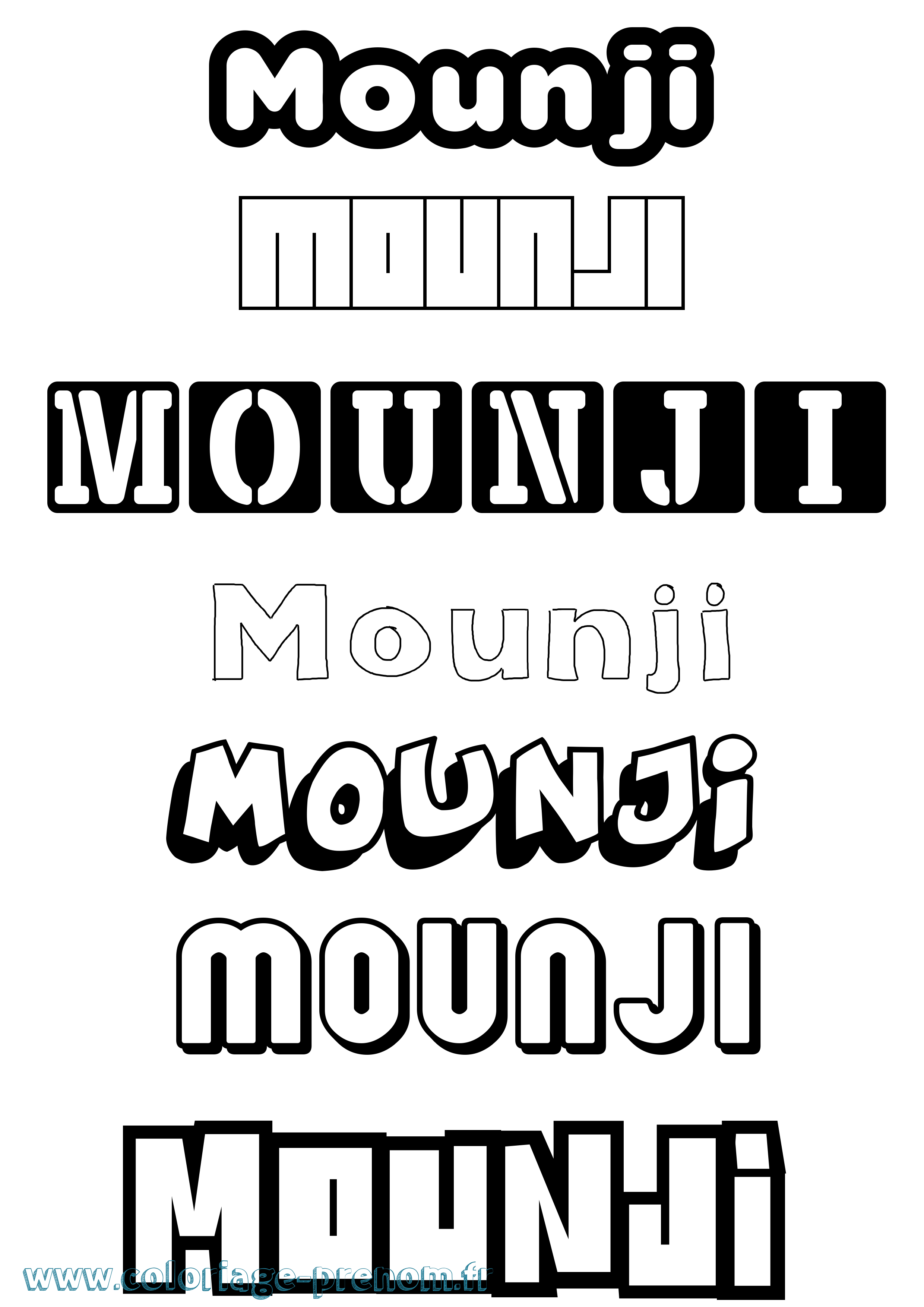 Coloriage Mounji Simple Coloriage prénom Mounji Simple