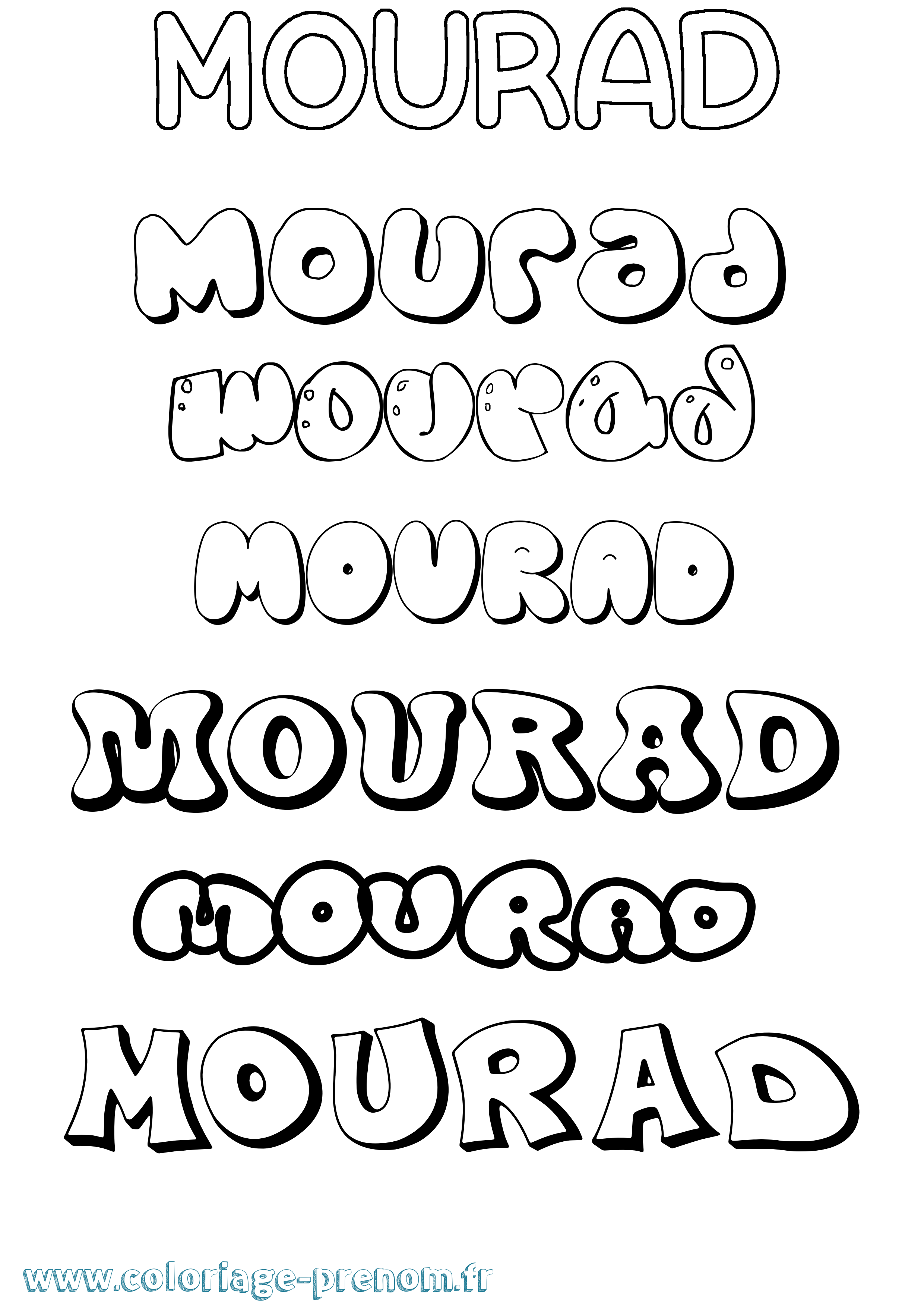 Coloriage Mourad Bubble Coloriage prénom Mourad Bubble