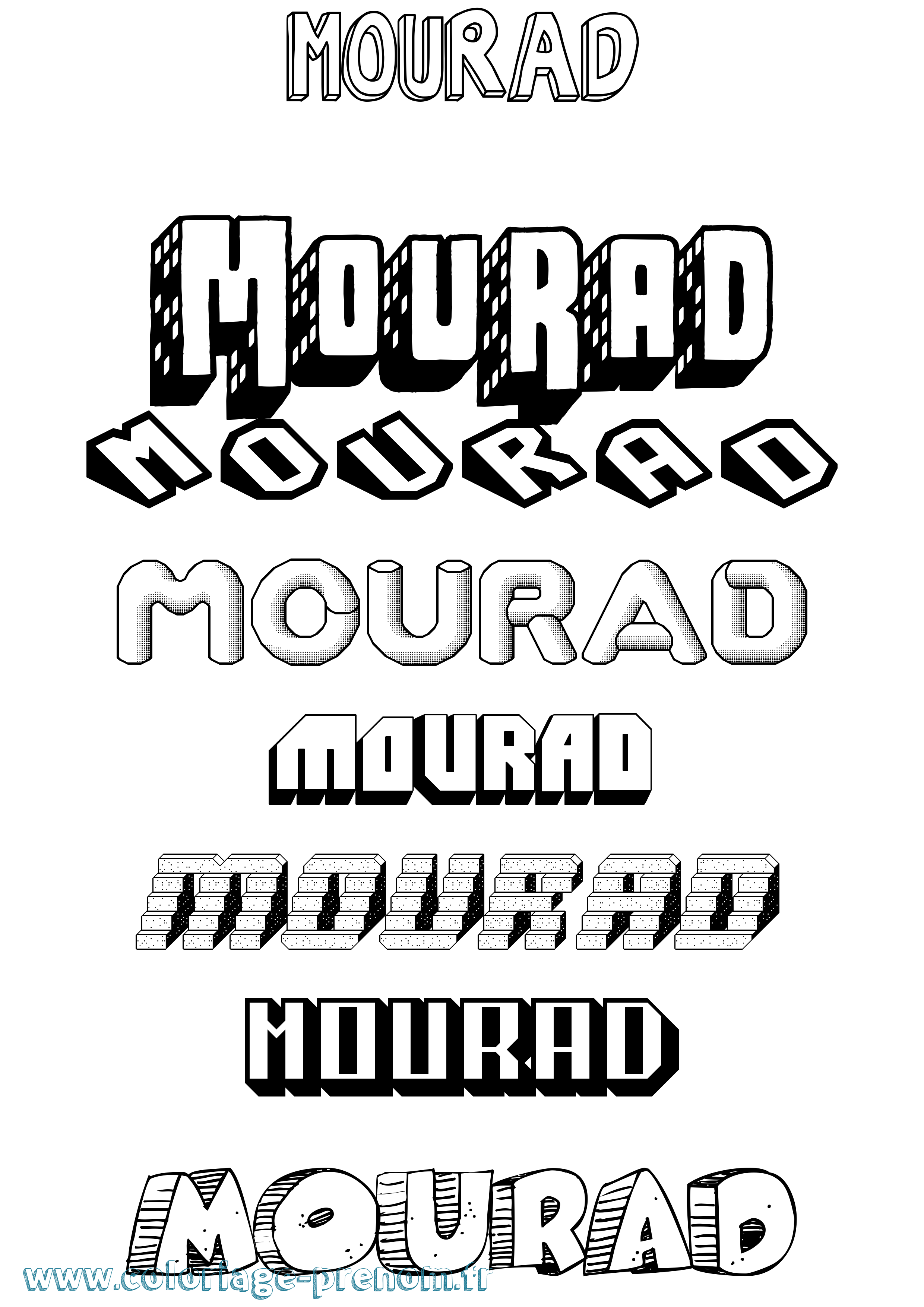 Coloriage Mourad Effet 3D Coloriage prénom Mourad Effet 3D