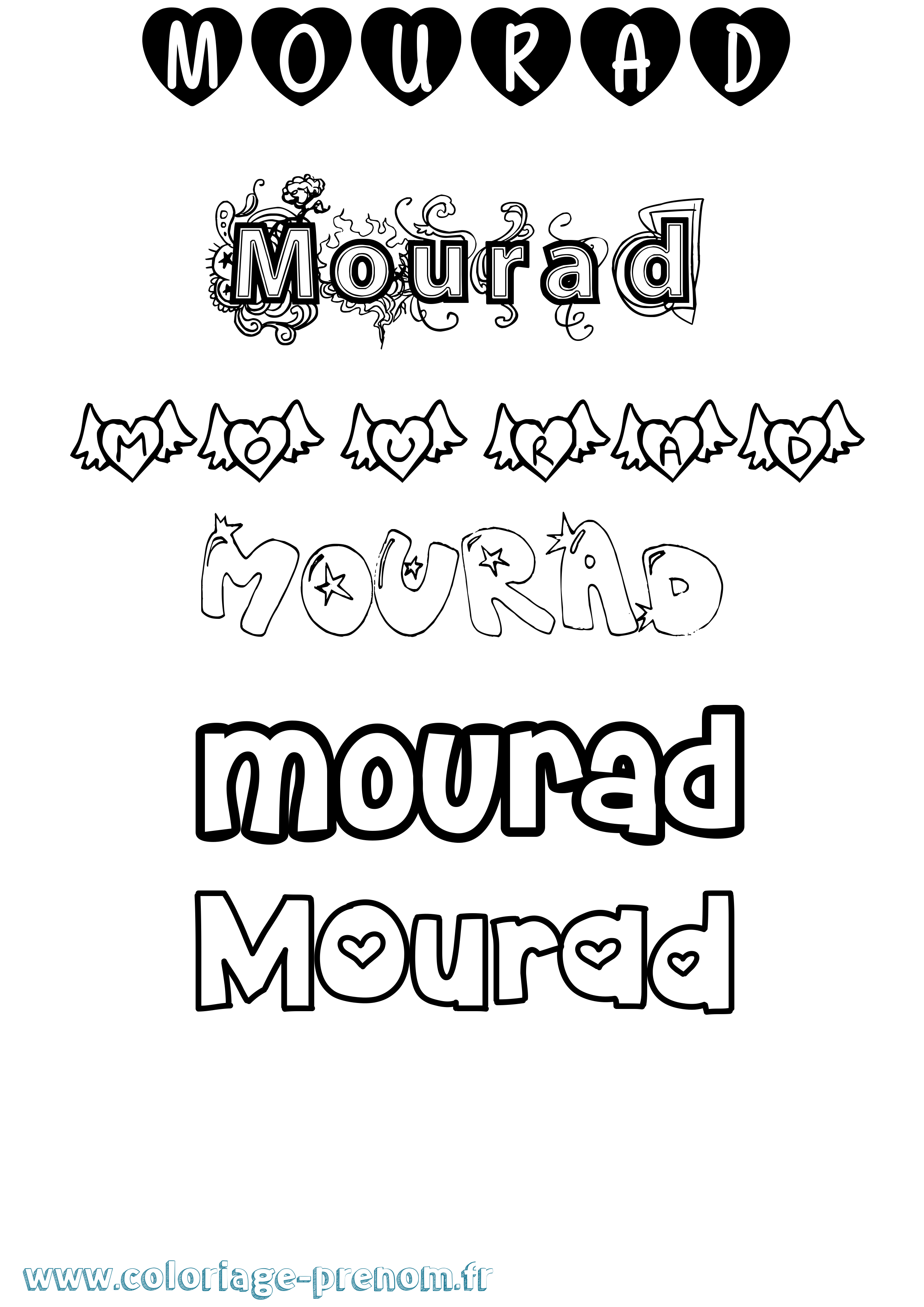 Coloriage Mourad Girly Coloriage prénom Mourad Girly