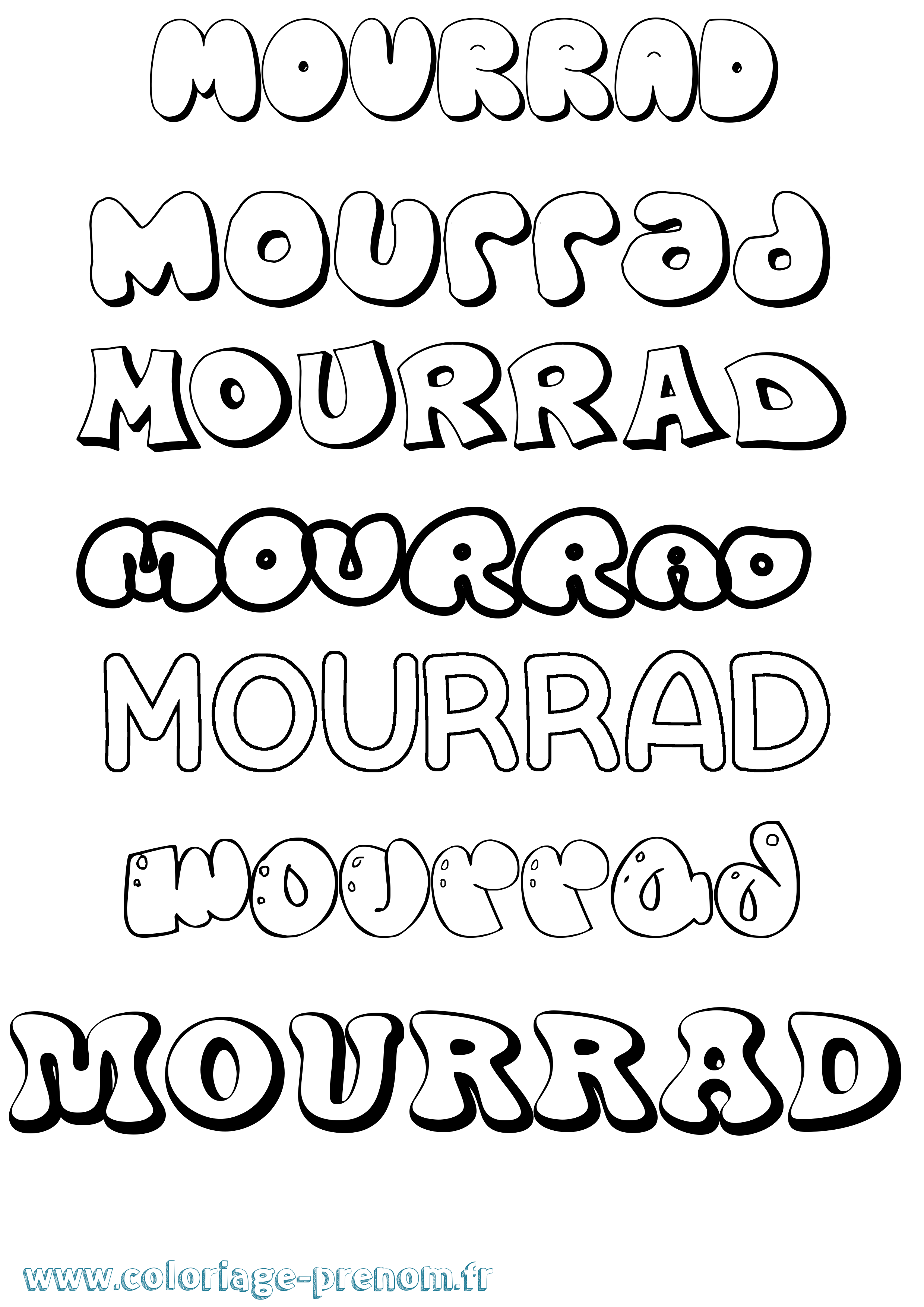Coloriage Mourrad Bubble Coloriage prénom Mourrad Bubble
