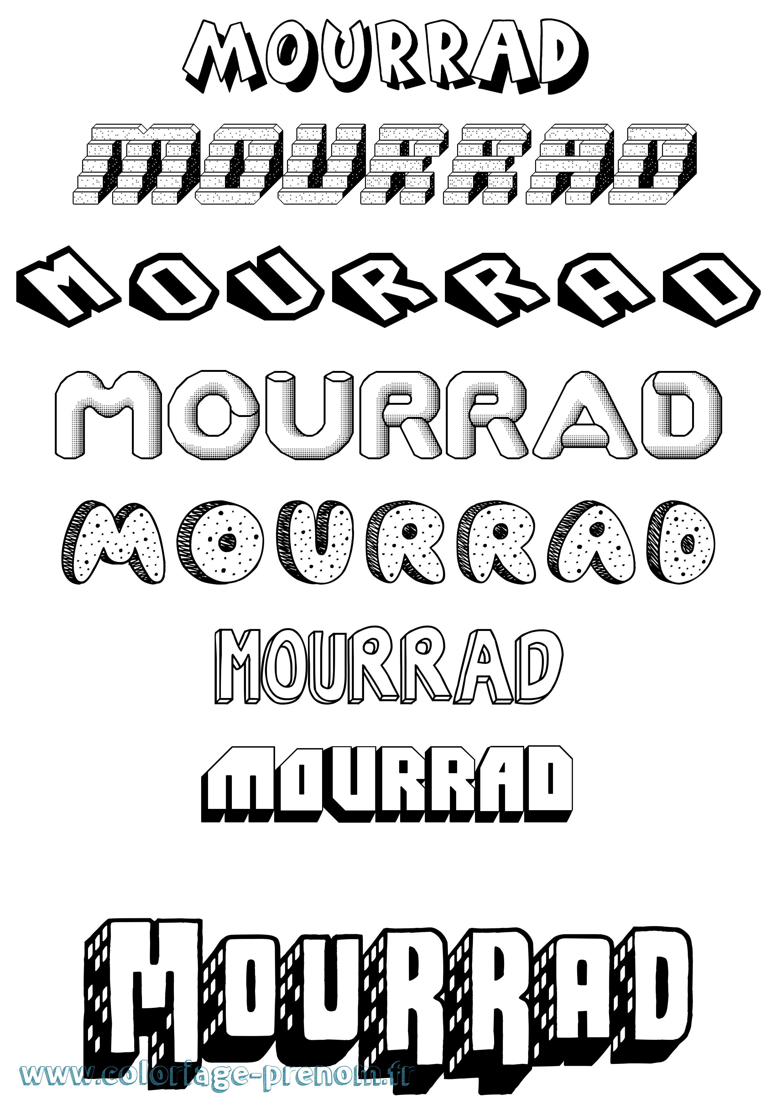 Coloriage Mourrad Effet 3D Coloriage prénom Mourrad Effet 3D