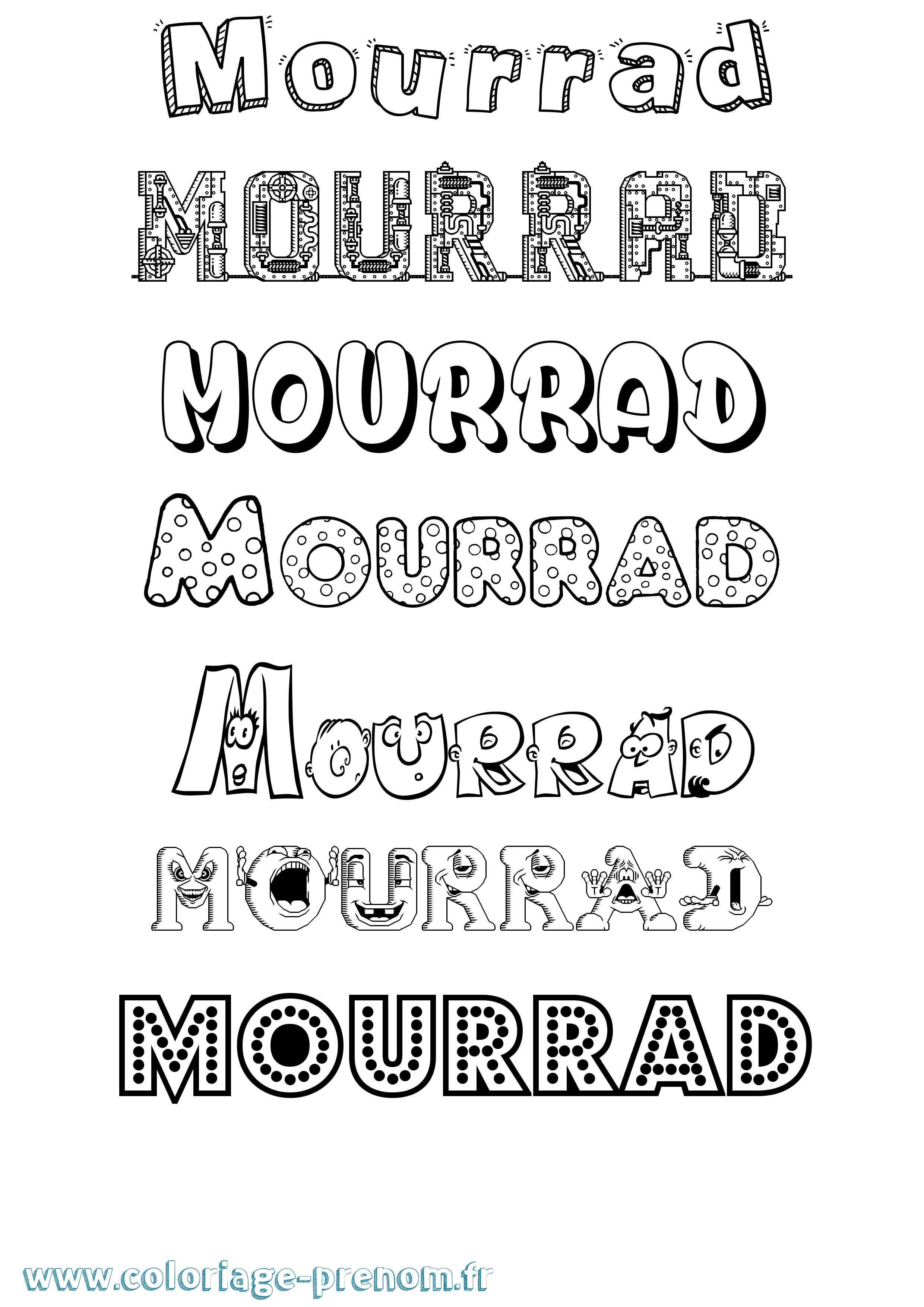 Coloriage Mourrad Fun Coloriage prénom Mourrad Fun