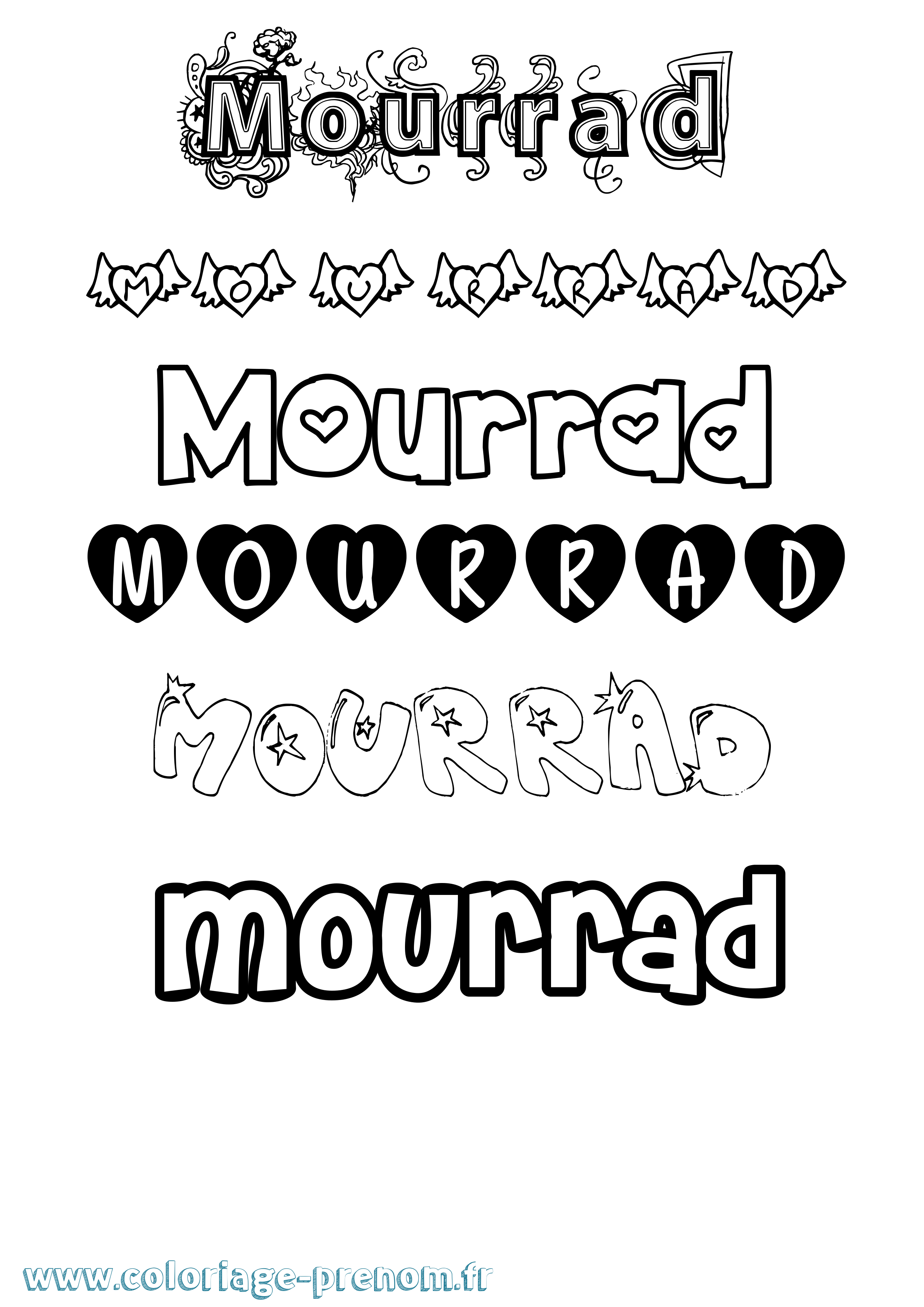 Coloriage Mourrad Girly Coloriage prénom Mourrad Girly