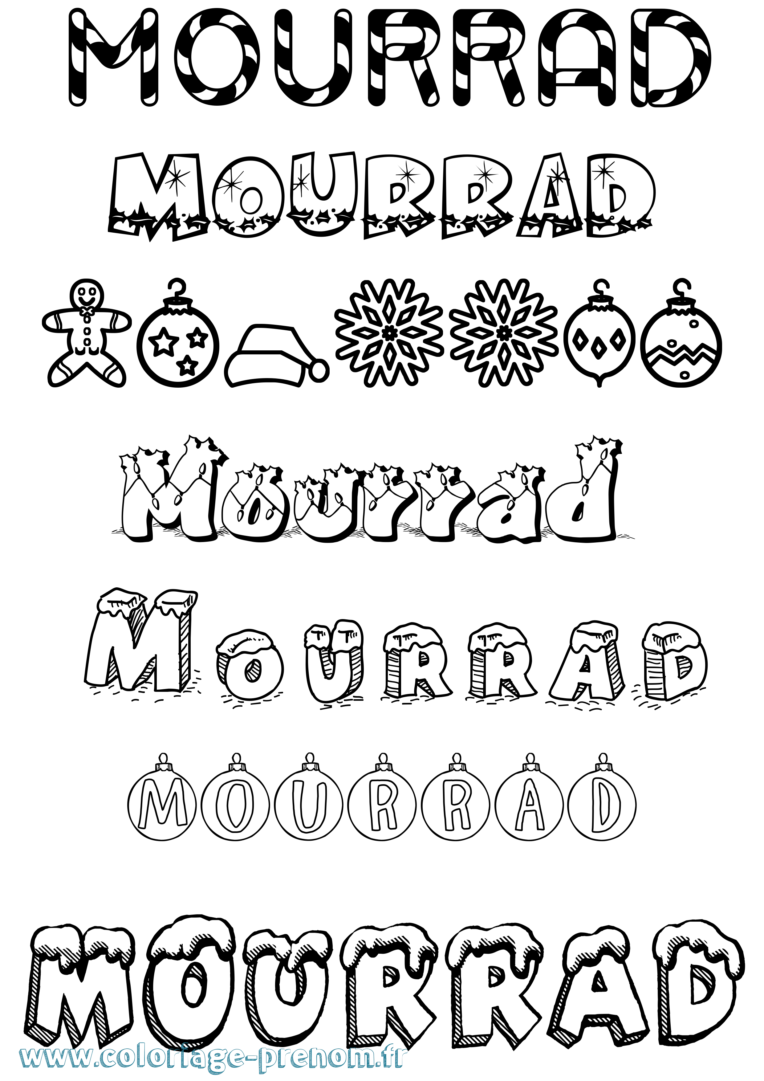 Coloriage Mourrad Noël Coloriage prénom Mourrad Noël