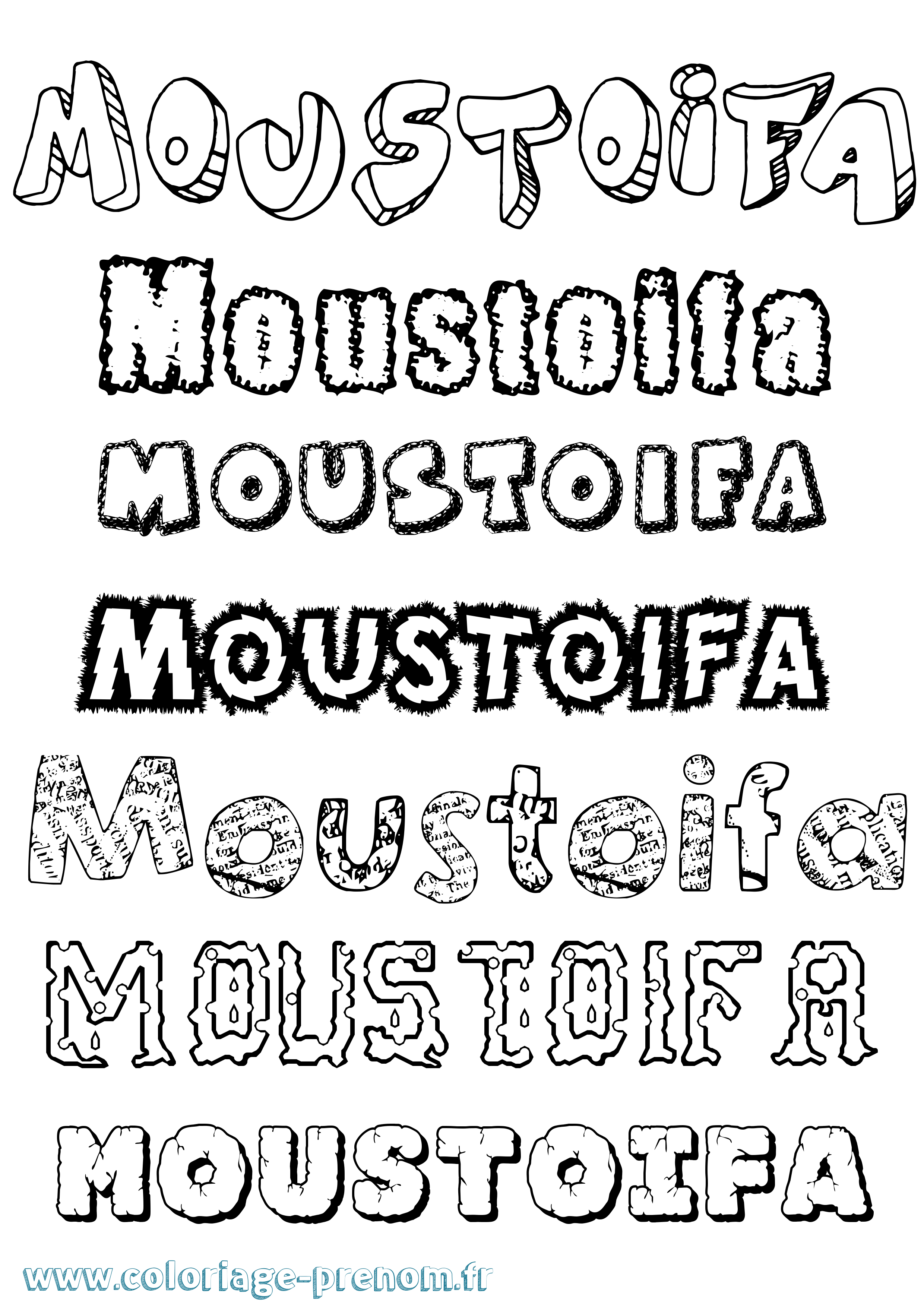 Coloriage Moustoifa Destructuré Coloriage prénom Moustoifa Destructuré