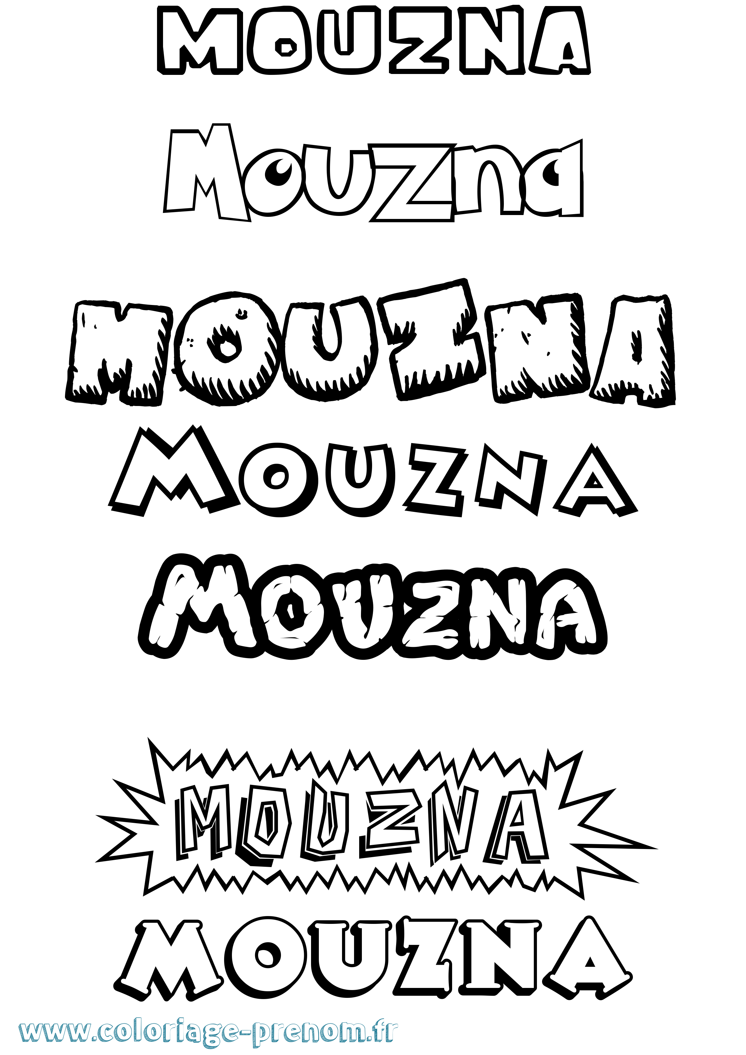 Coloriage Mouzna Dessin Animé Coloriage prénom Mouzna Dessin Animé