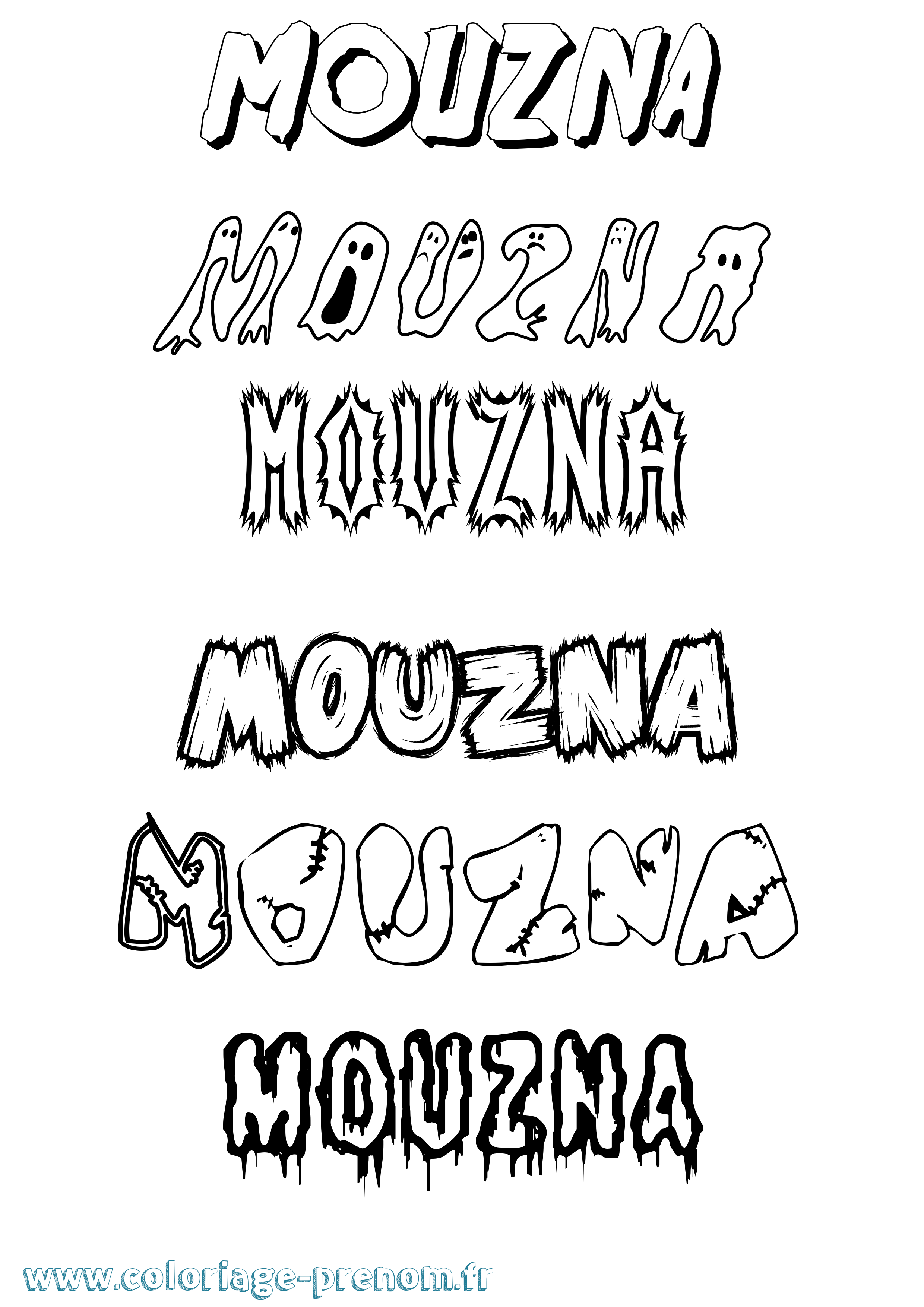Coloriage Mouzna Frisson Coloriage prénom Mouzna Frisson