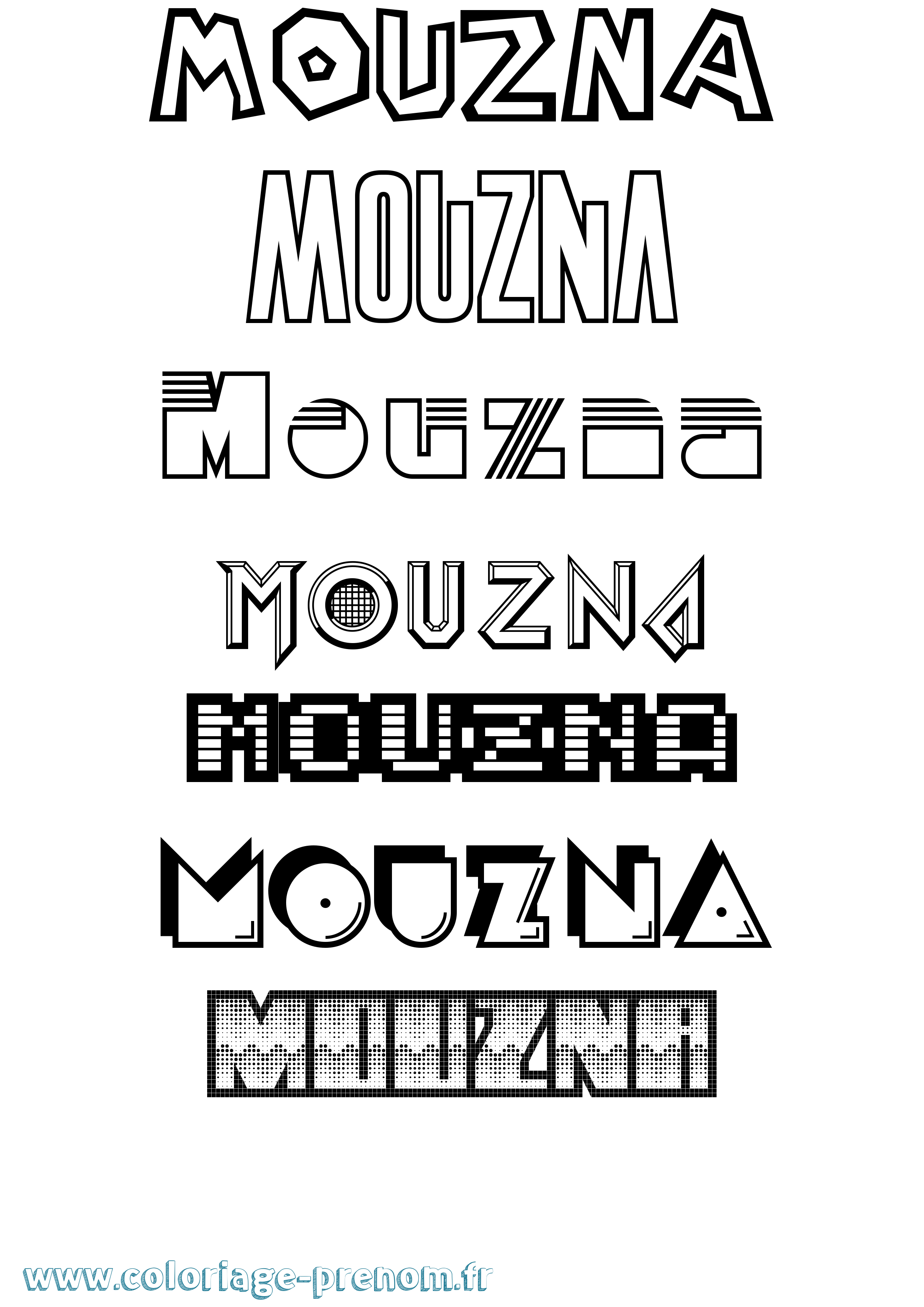 Coloriage Mouzna Jeux Vidéos Coloriage prénom Mouzna Jeux Vidéos