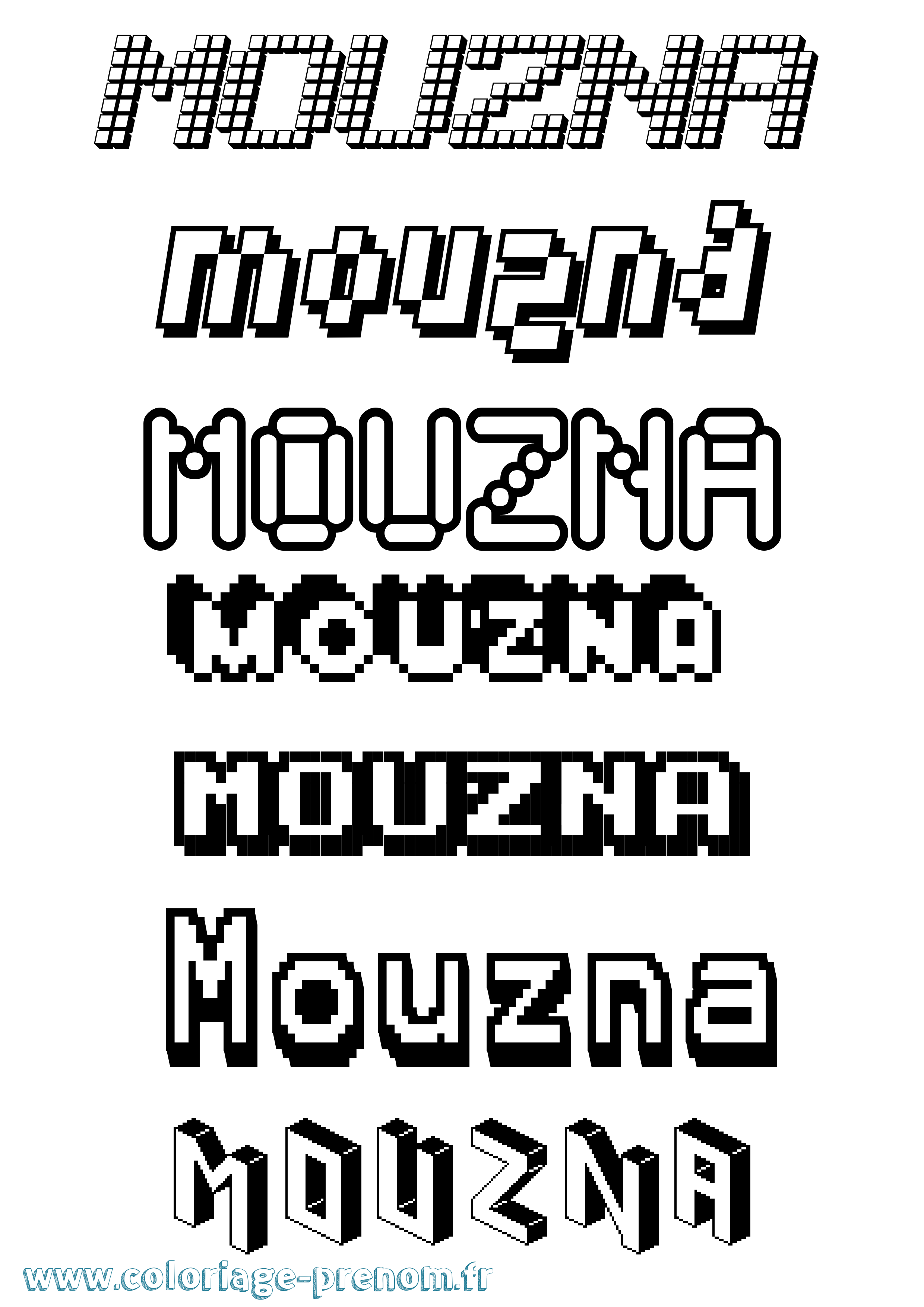 Coloriage Mouzna Pixel Coloriage prénom Mouzna Pixel