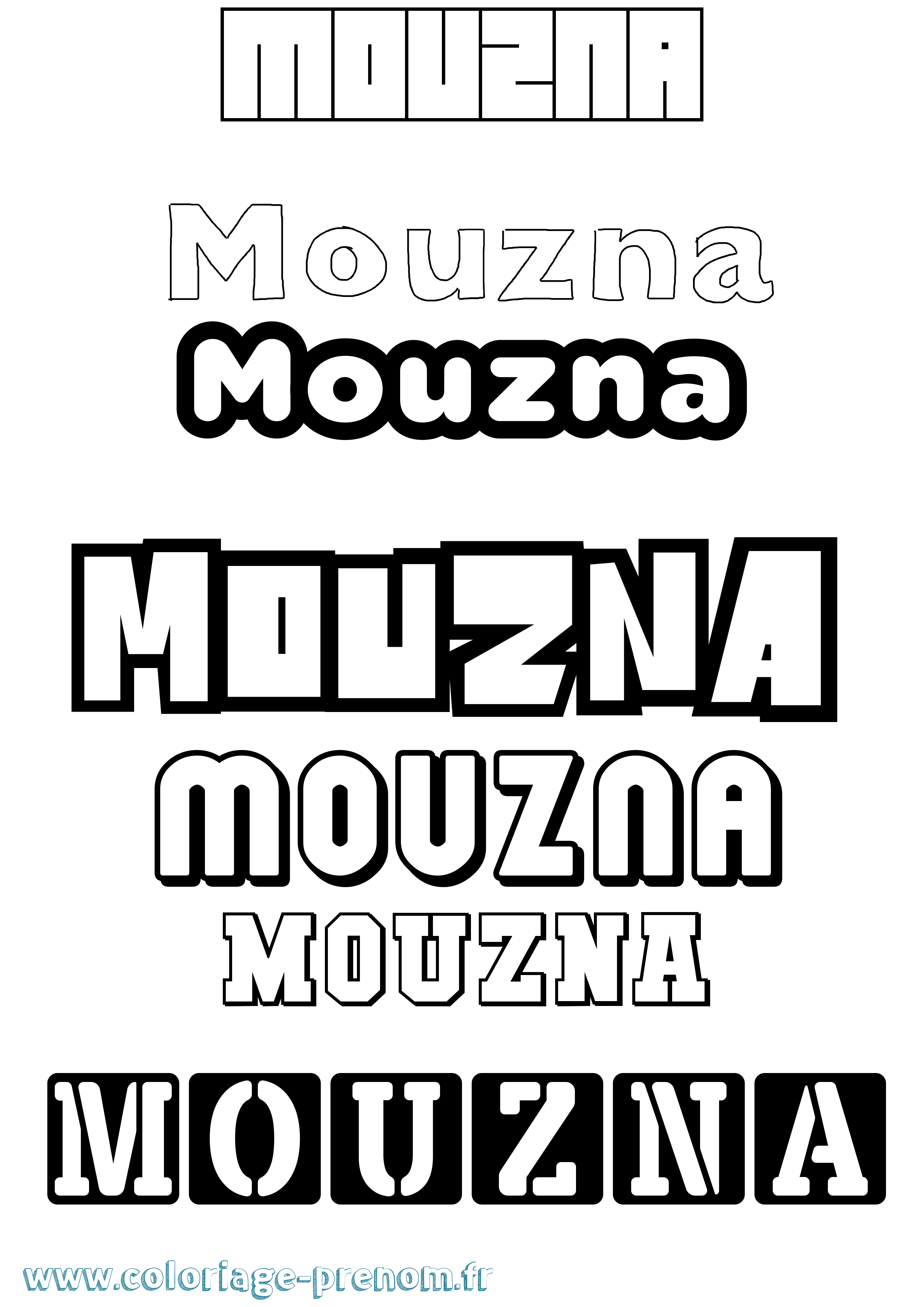 Coloriage Mouzna Simple Coloriage prénom Mouzna Simple