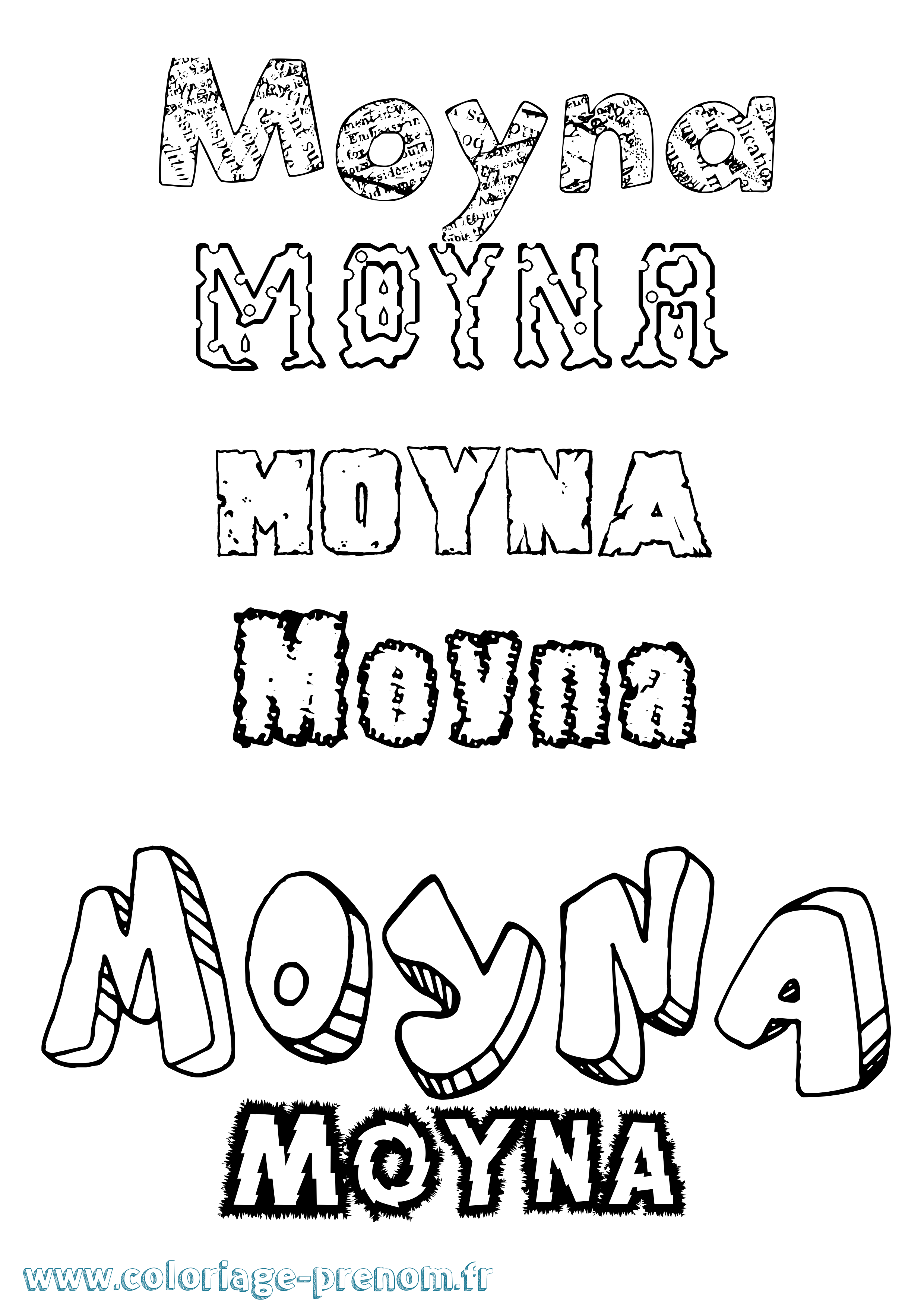 Coloriage Moyna Destructuré Coloriage prénom Moyna Destructuré