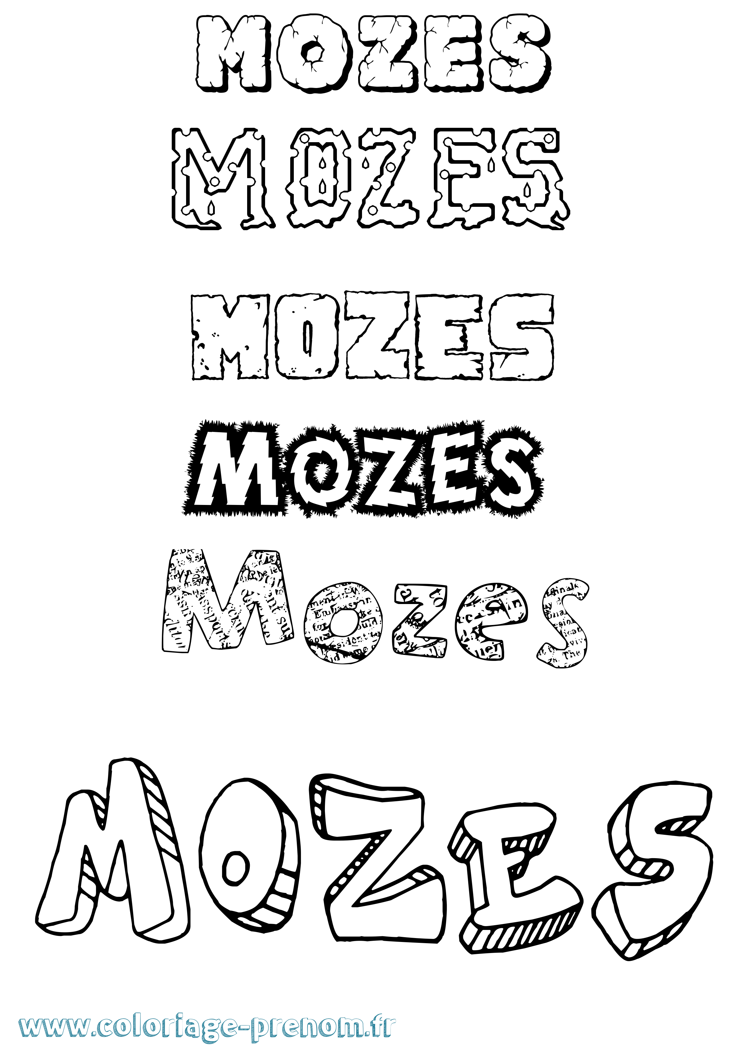 Coloriage Mozes Destructuré Coloriage prénom Mozes Destructuré