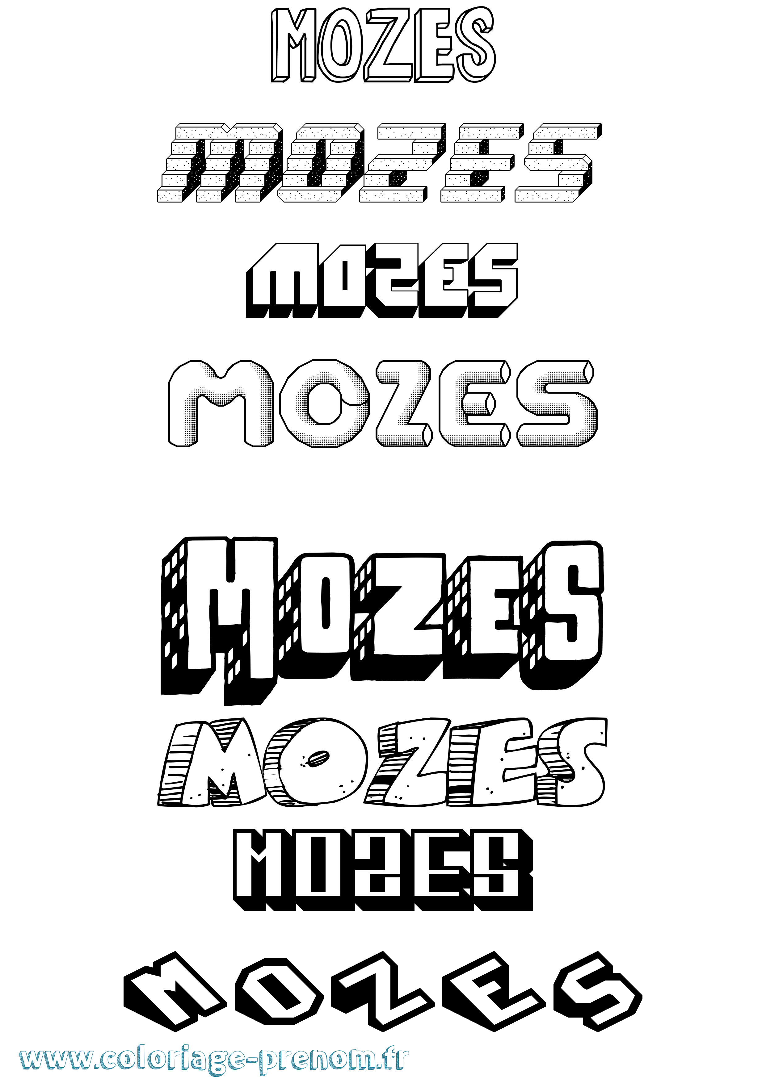 Coloriage Mozes Effet 3D Coloriage prénom Mozes Effet 3D