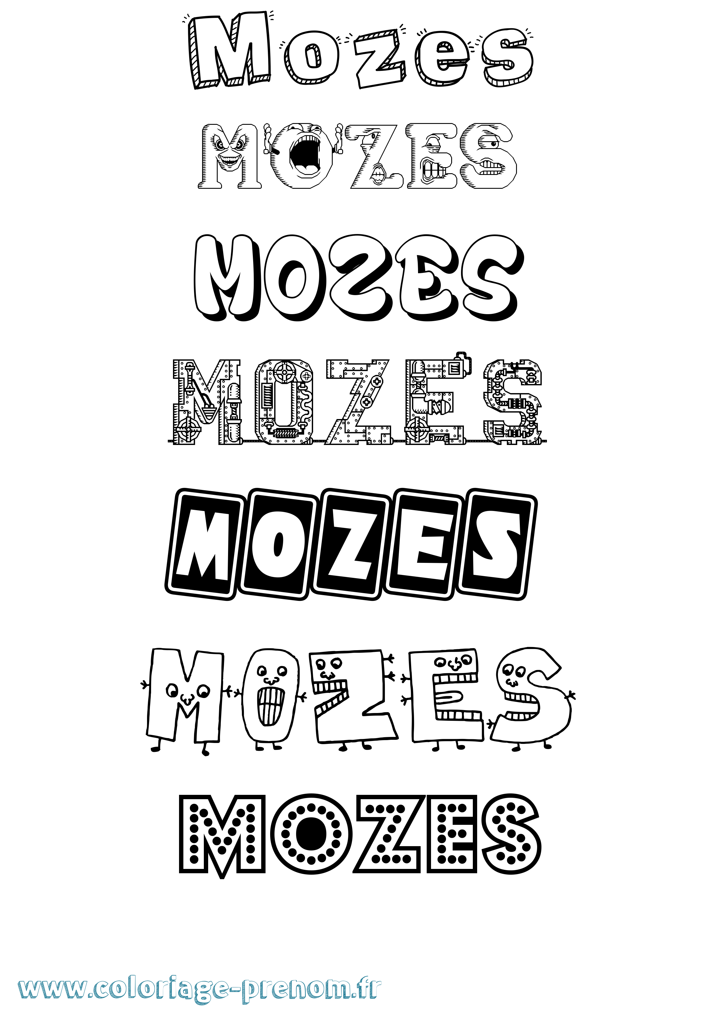 Coloriage Mozes Fun Coloriage prénom Mozes Fun