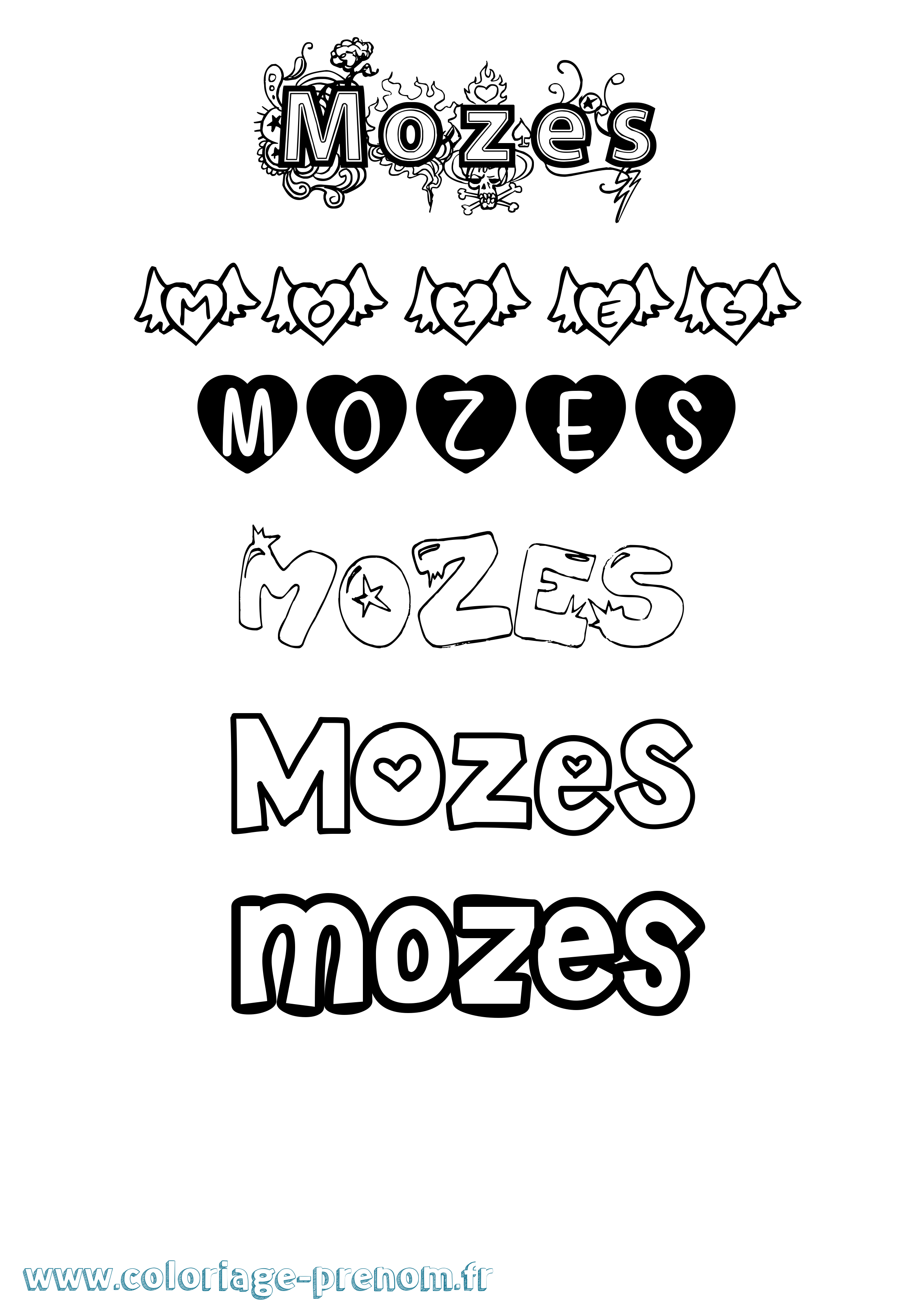 Coloriage Mozes Girly Coloriage prénom Mozes Girly