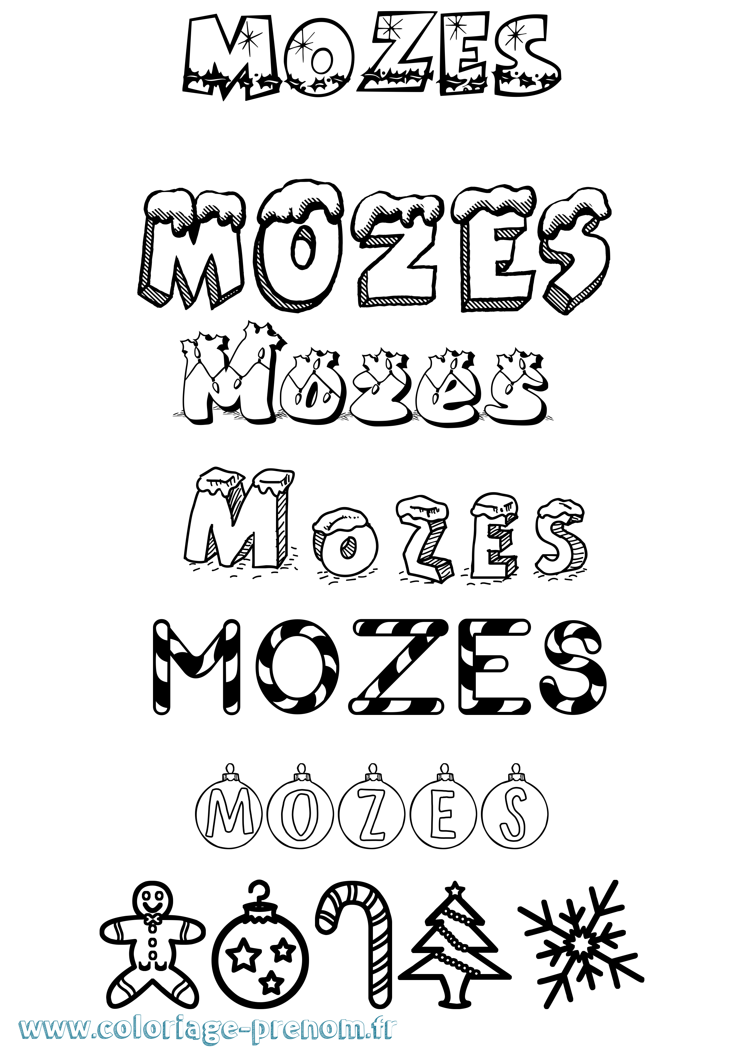 Coloriage Mozes Noël Coloriage prénom Mozes Noël