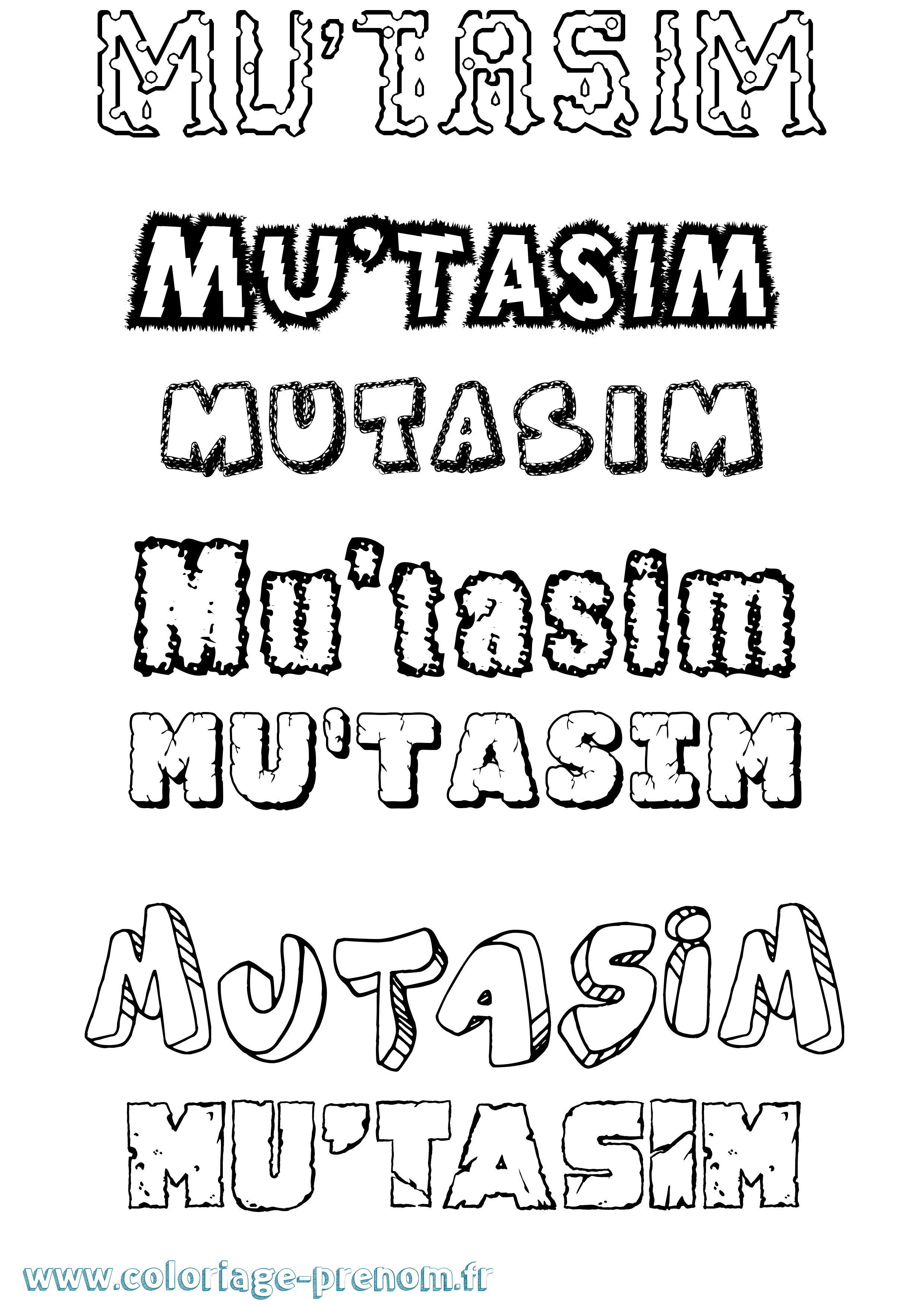 Coloriage Mu'Tasim Destructuré Coloriage prénom Mu'Tasim Destructuré
