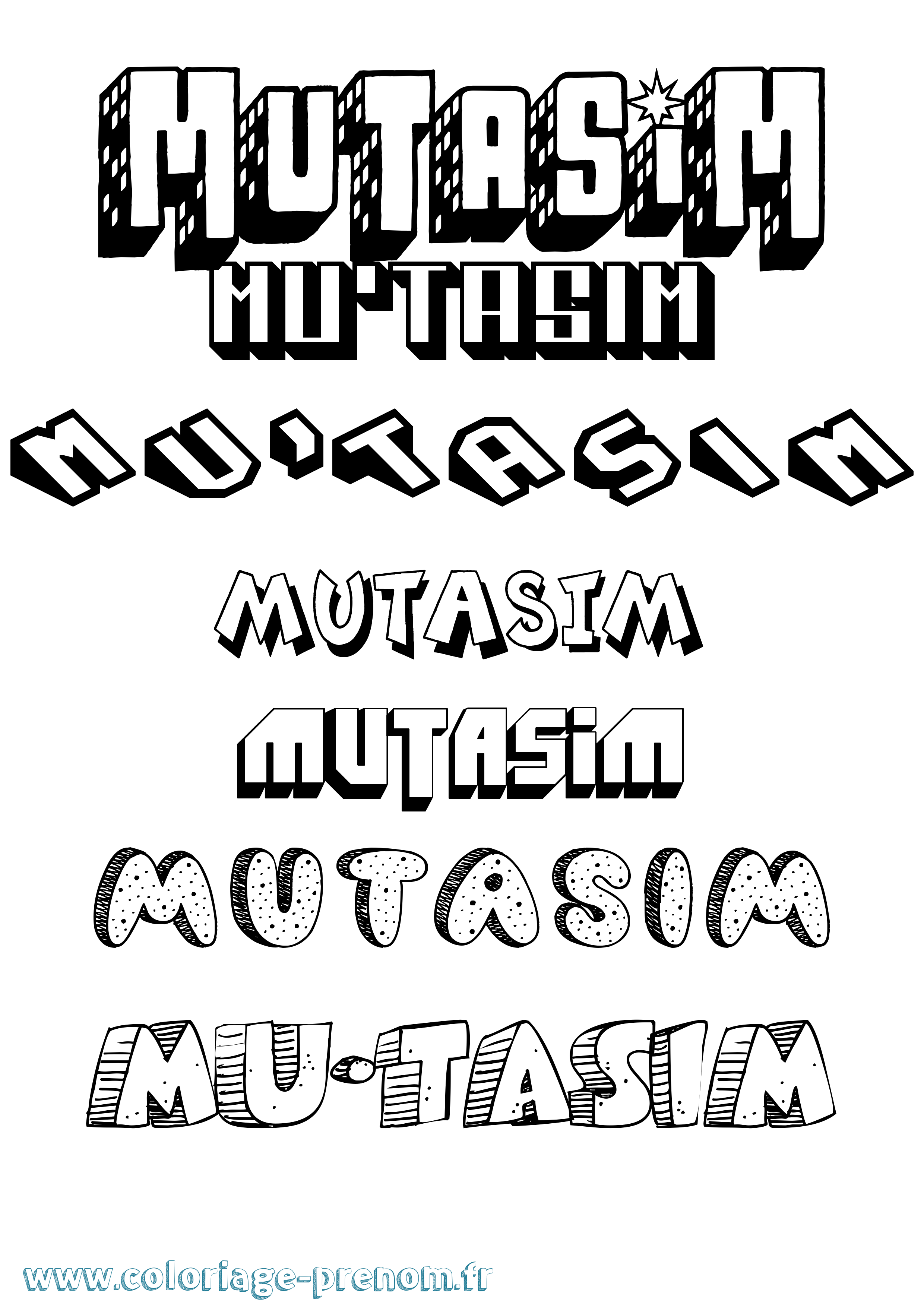 Coloriage Mu'Tasim Effet 3D Coloriage prénom Mu'Tasim Effet 3D