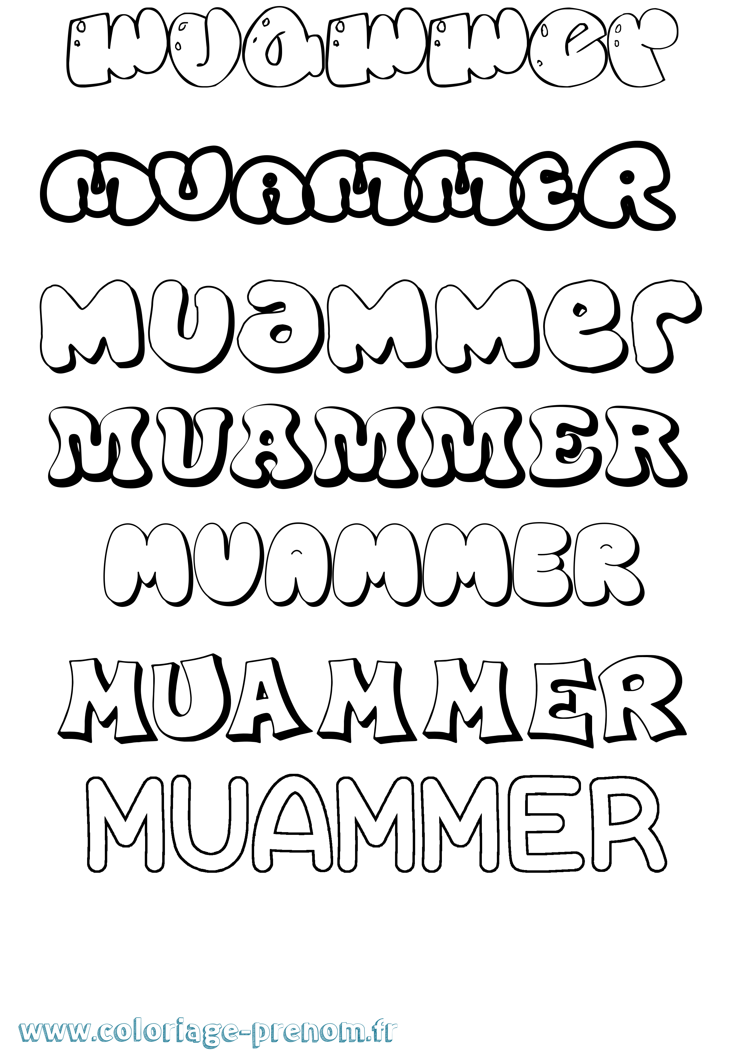 Coloriage Muammer Bubble Coloriage prénom Muammer Bubble
