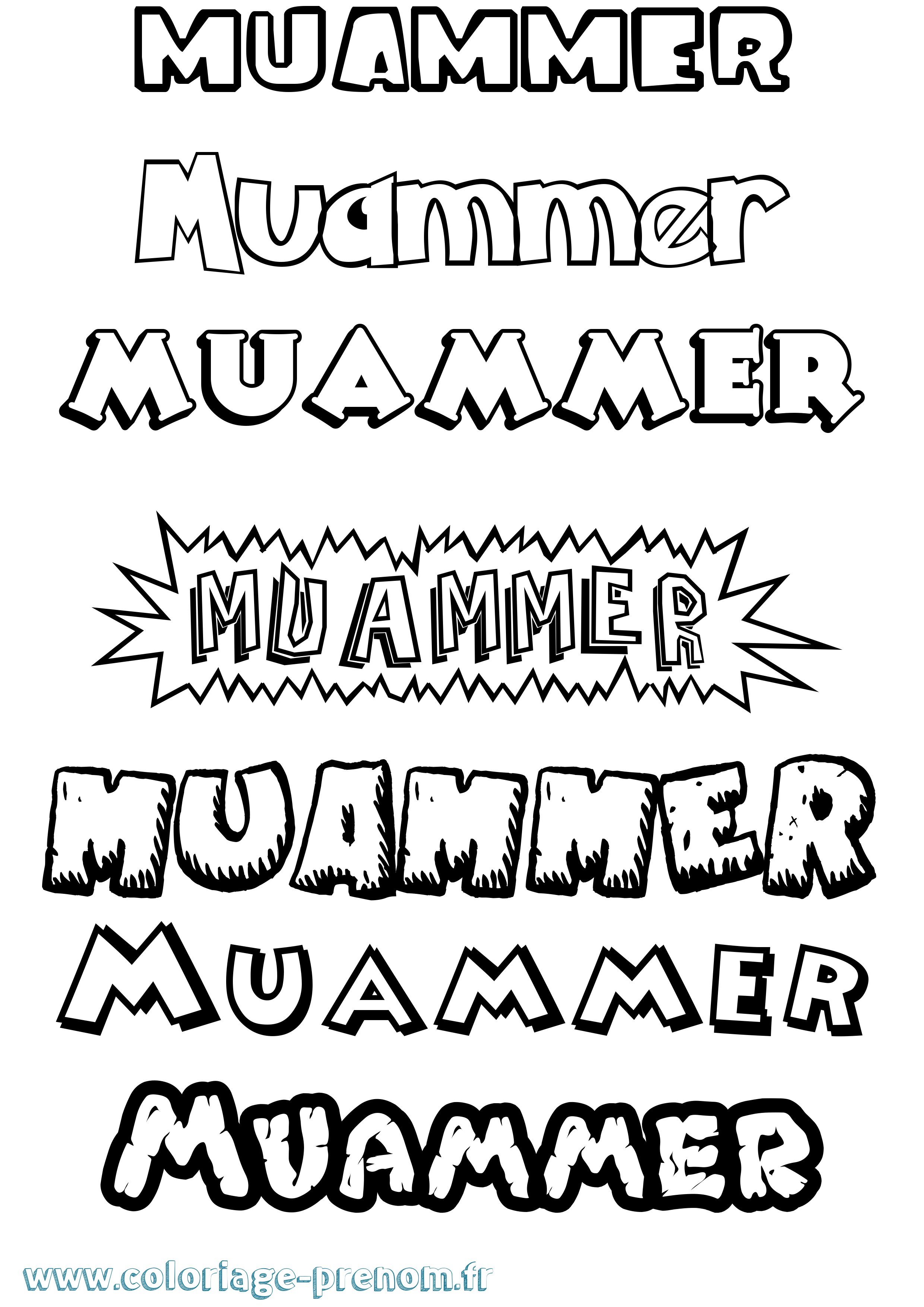 Coloriage Muammer Dessin Animé Coloriage prénom Muammer Dessin Animé
