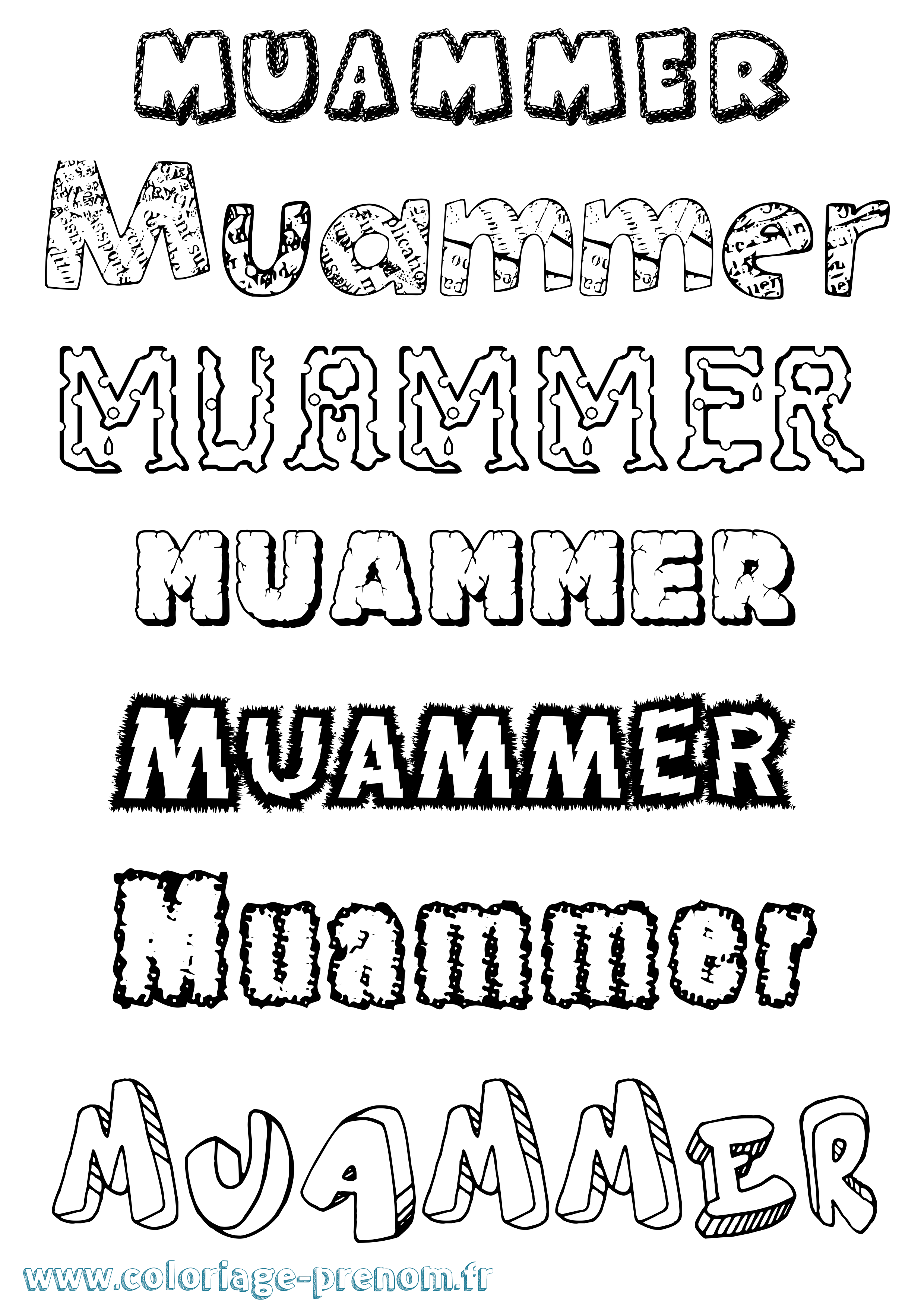 Coloriage Muammer Destructuré Coloriage prénom Muammer Destructuré