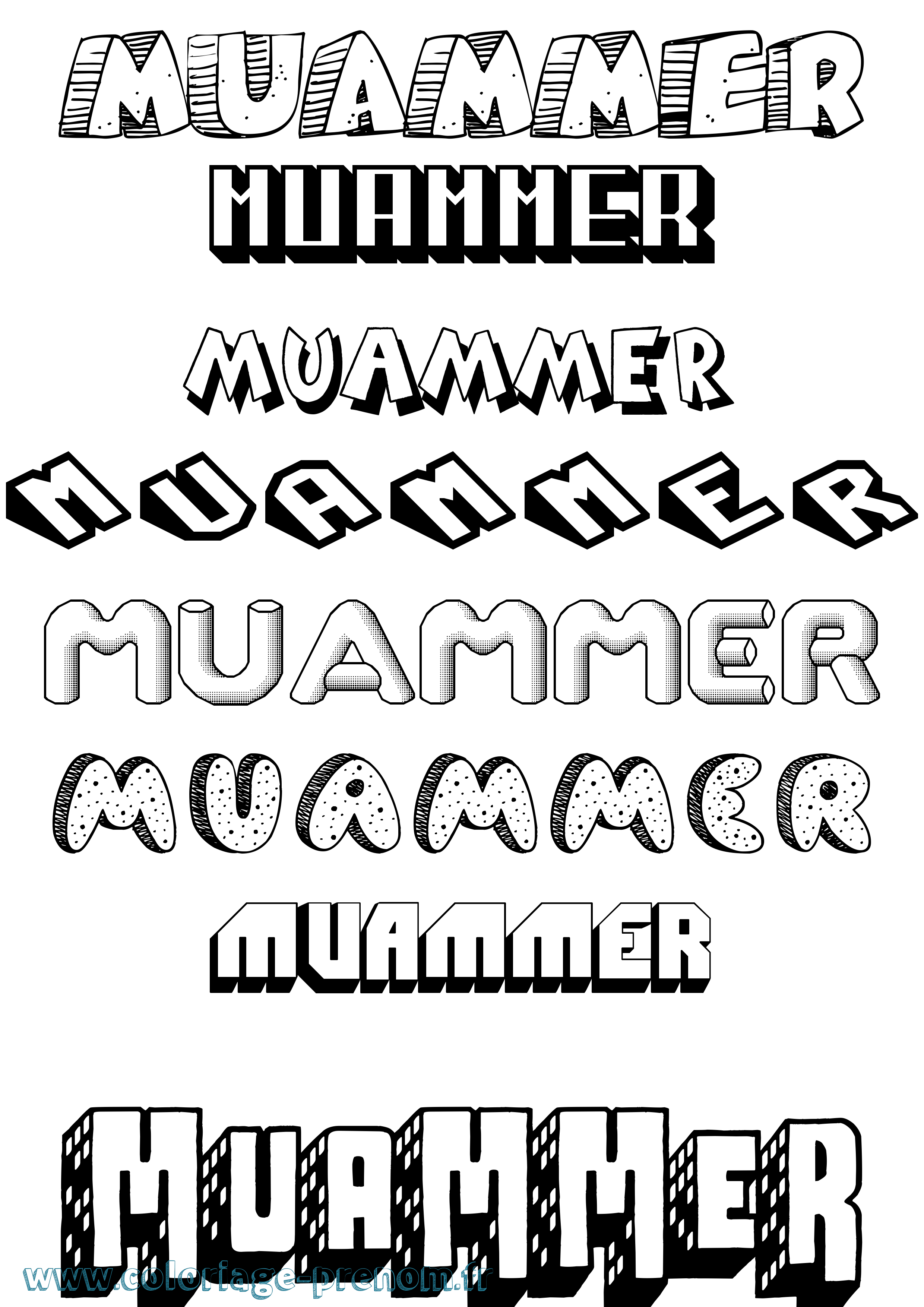 Coloriage Muammer Effet 3D Coloriage prénom Muammer Effet 3D