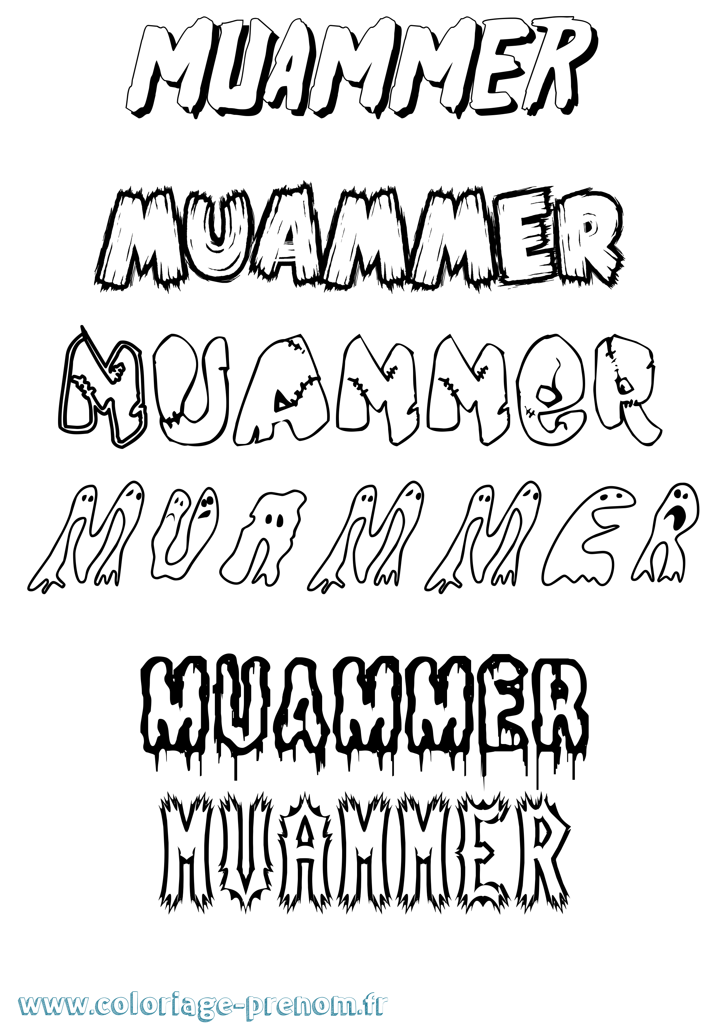 Coloriage Muammer Frisson Coloriage prénom Muammer Frisson
