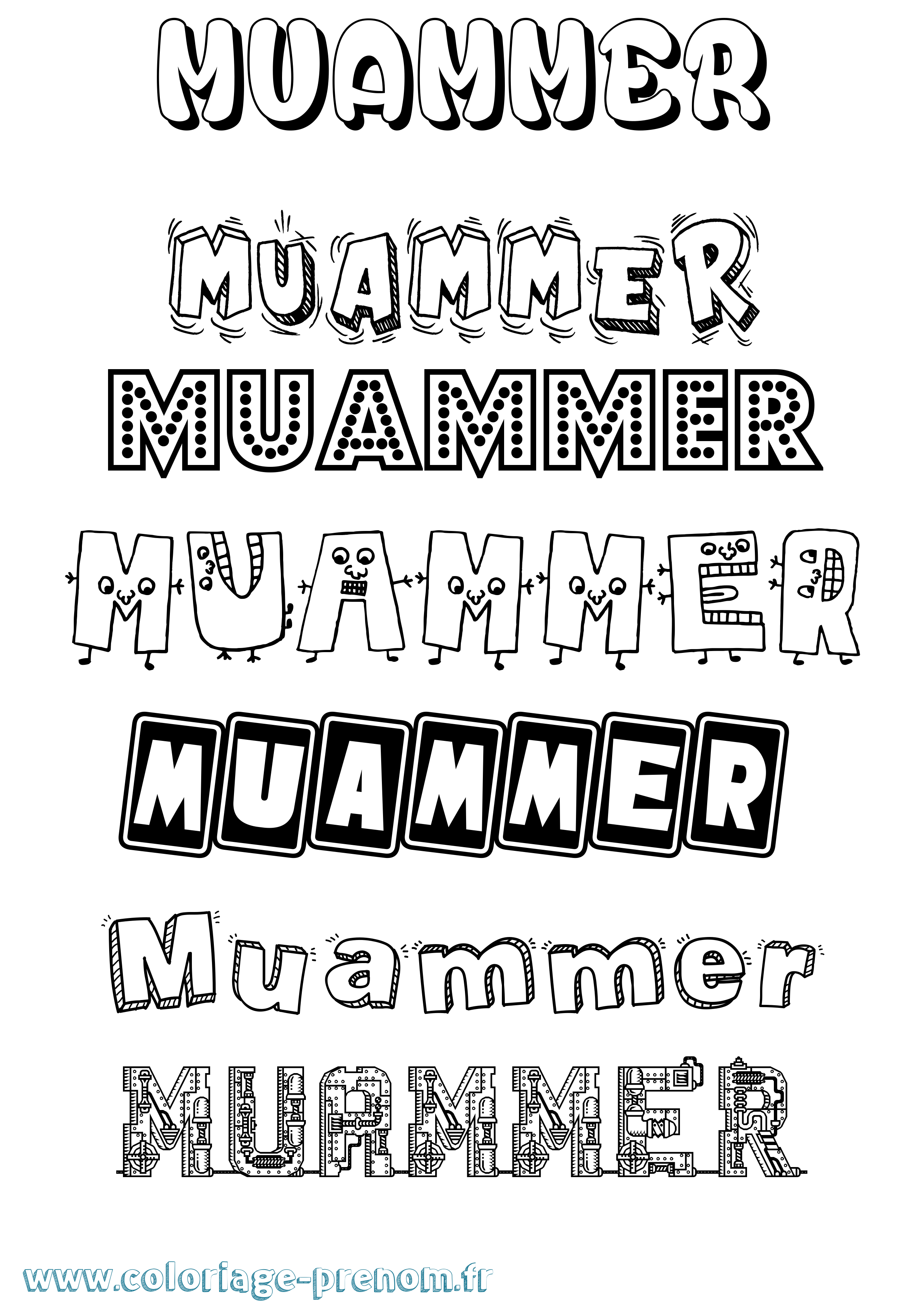 Coloriage Muammer Fun Coloriage prénom Muammer Fun