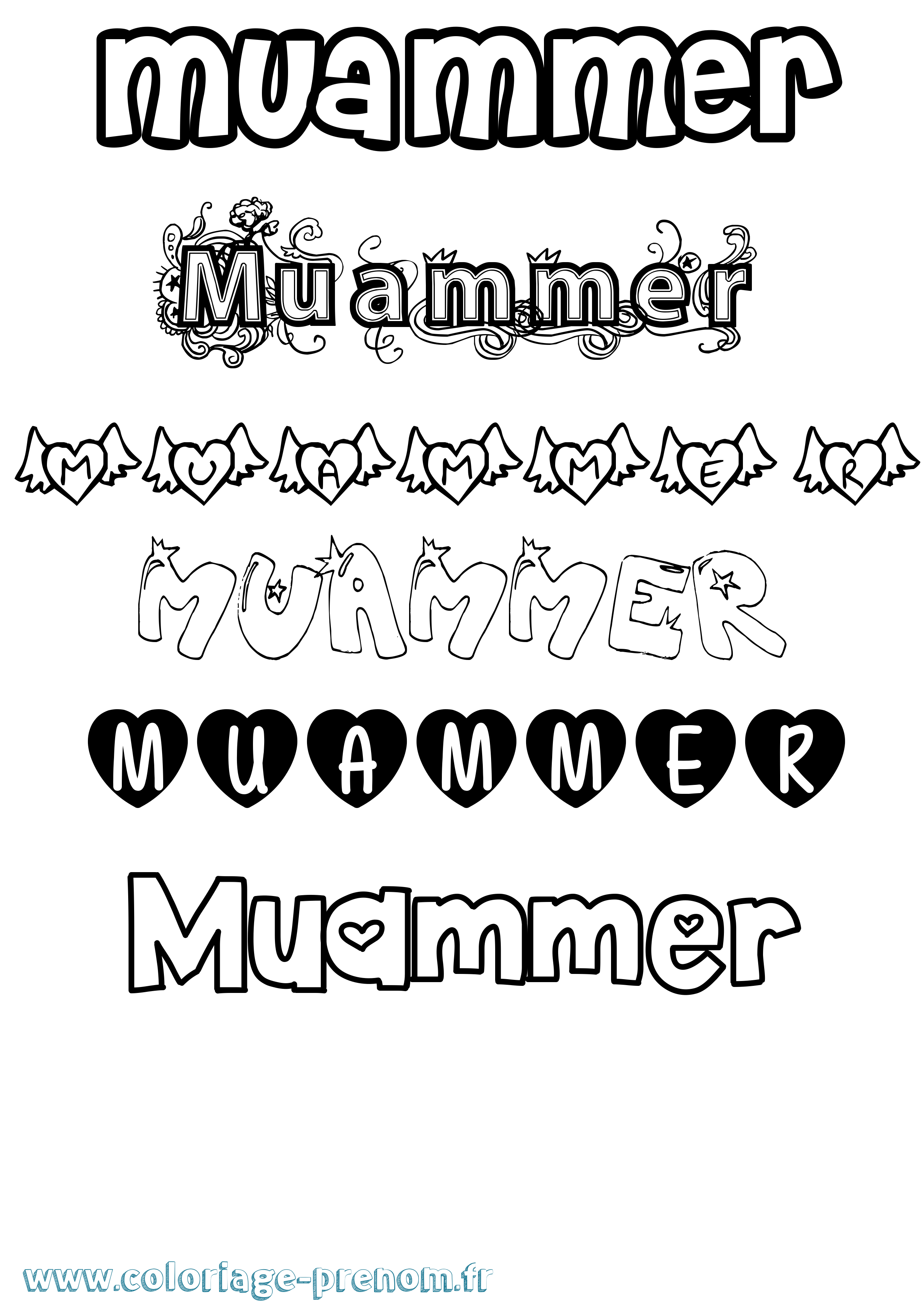 Coloriage Muammer Girly Coloriage prénom Muammer Girly