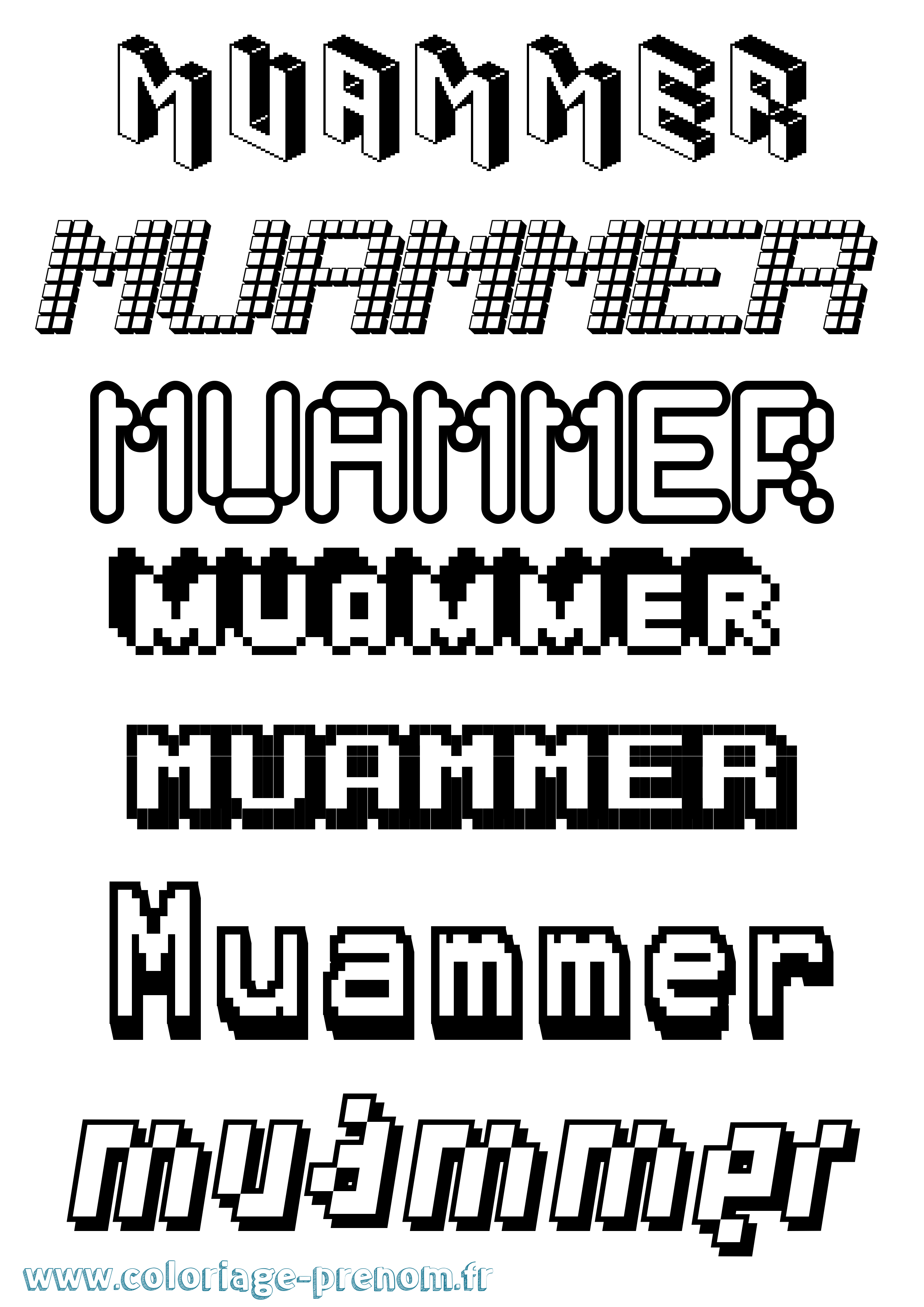Coloriage Muammer Pixel Coloriage prénom Muammer Pixel