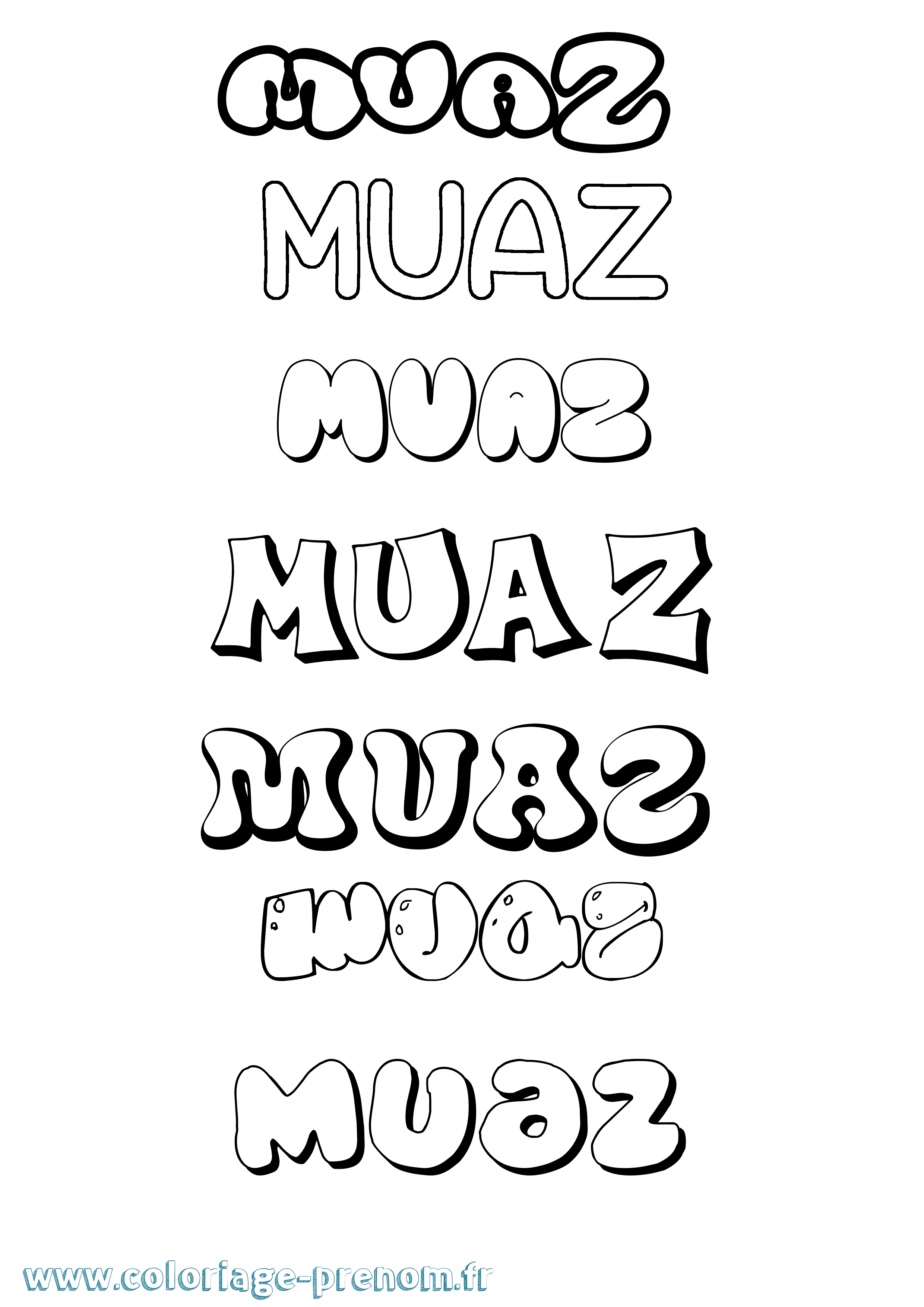 Coloriage Muaz Bubble Coloriage prénom Muaz Bubble