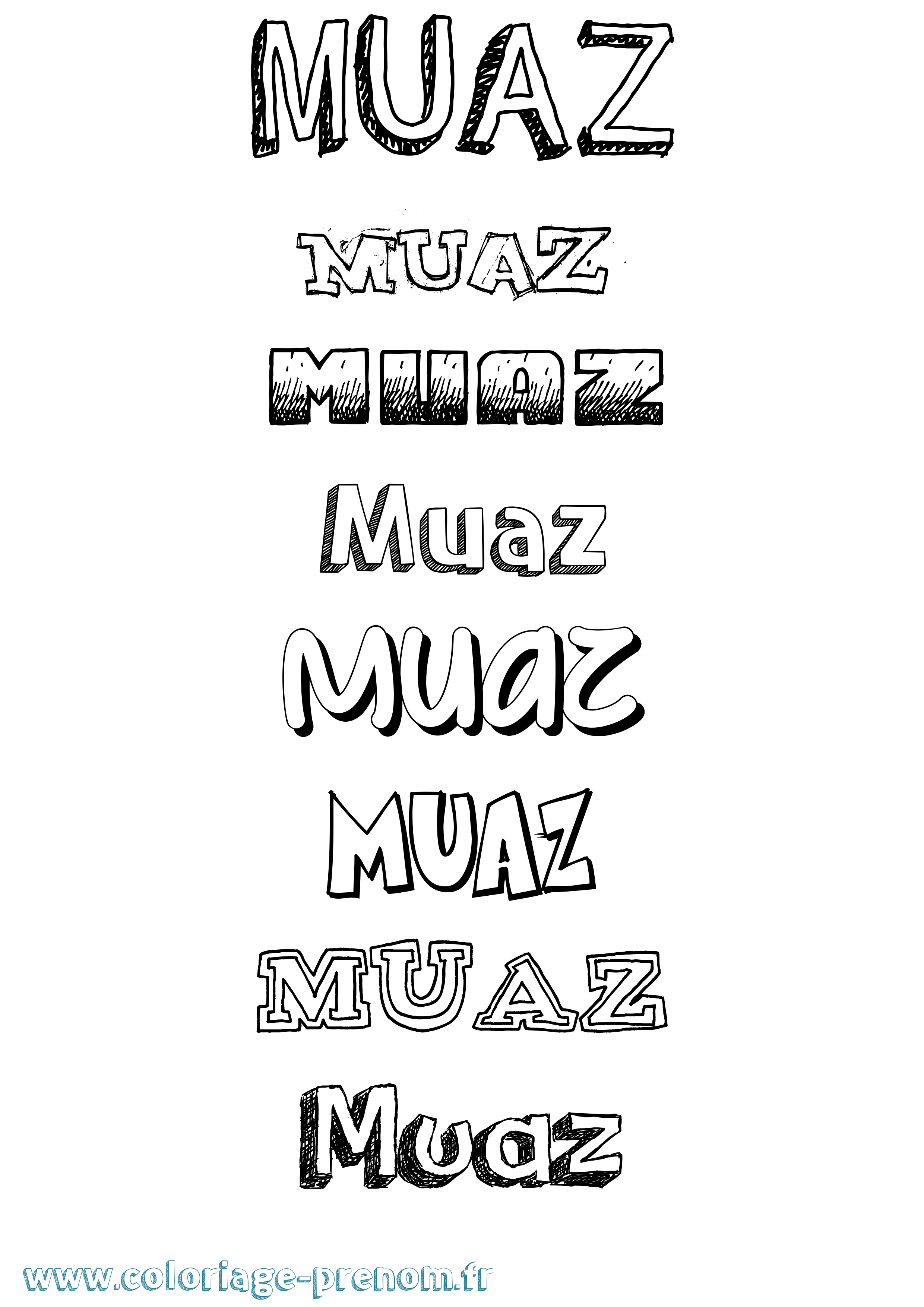 Coloriage Muaz Dessiné Coloriage prénom Muaz Dessiné