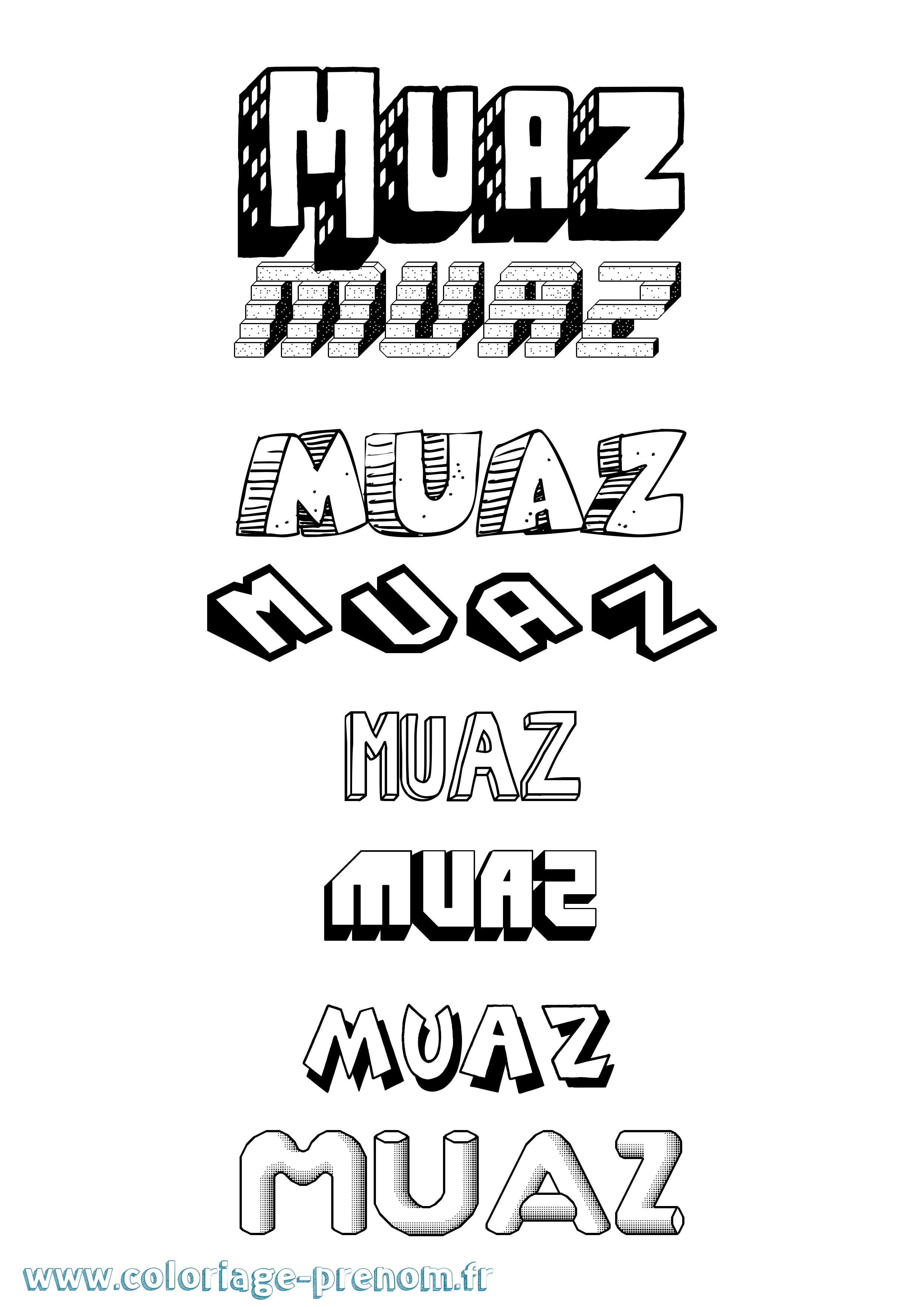 Coloriage Muaz Effet 3D Coloriage prénom Muaz Effet 3D