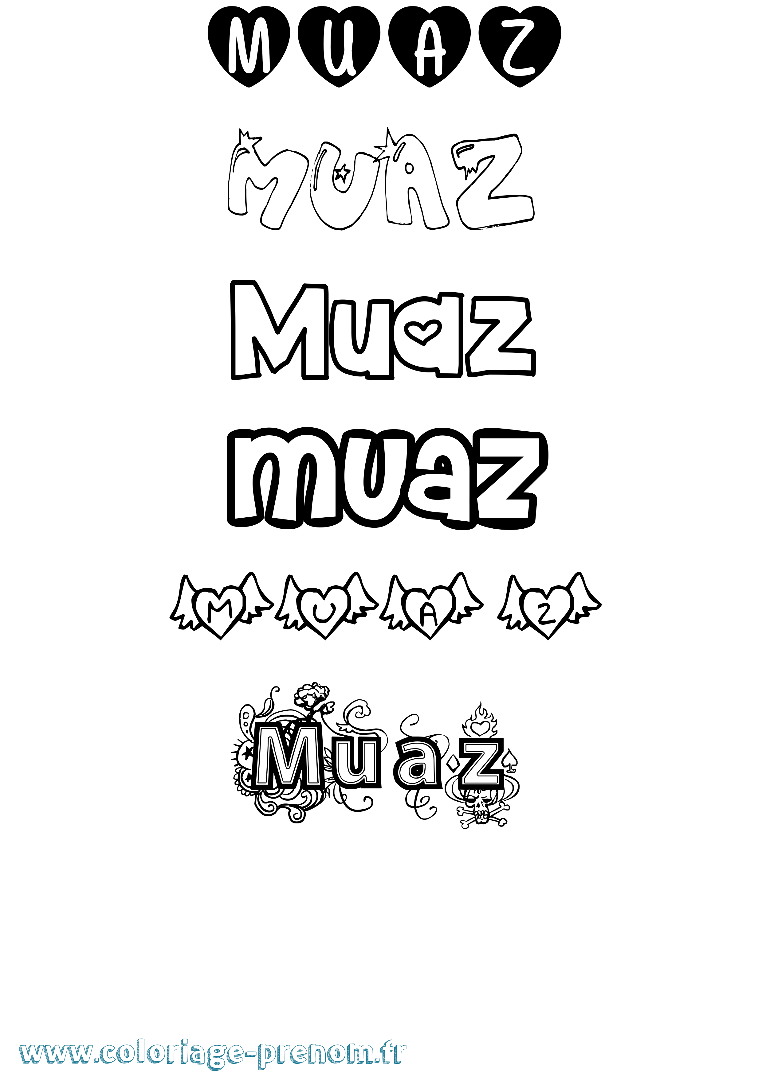 Coloriage Muaz Girly Coloriage prénom Muaz Girly