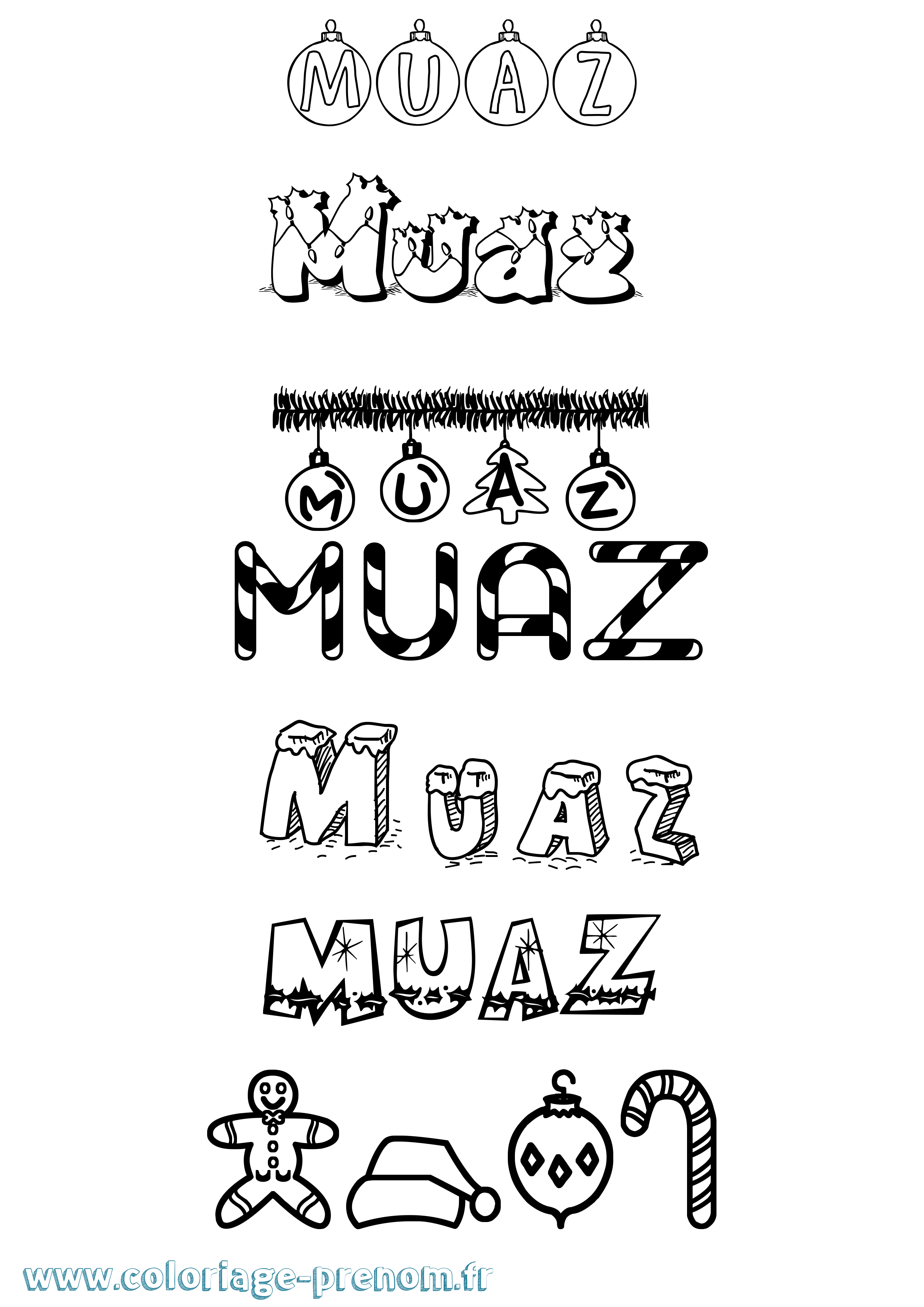 Coloriage Muaz Noël Coloriage prénom Muaz Noël