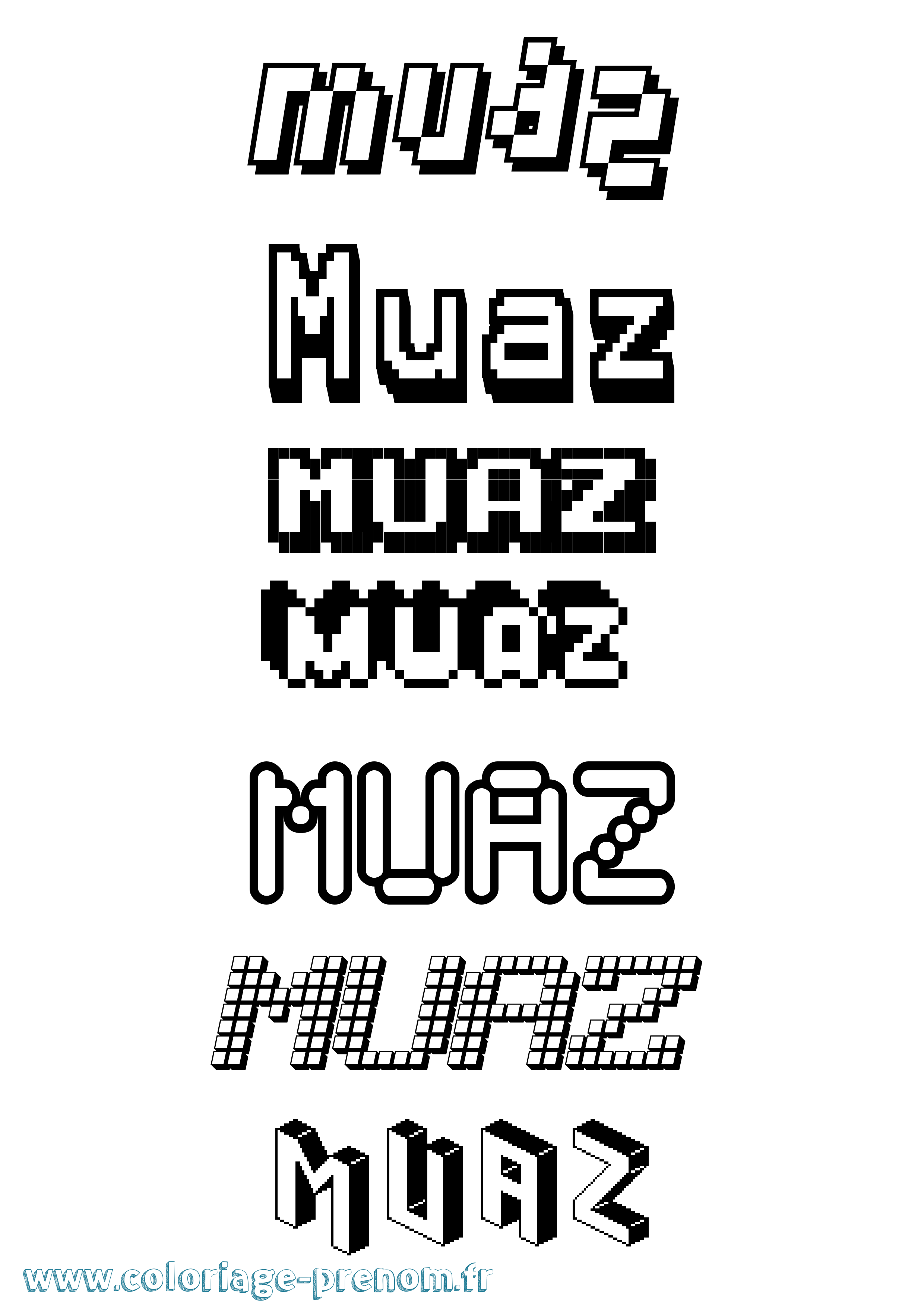 Coloriage Muaz Pixel Coloriage prénom Muaz Pixel