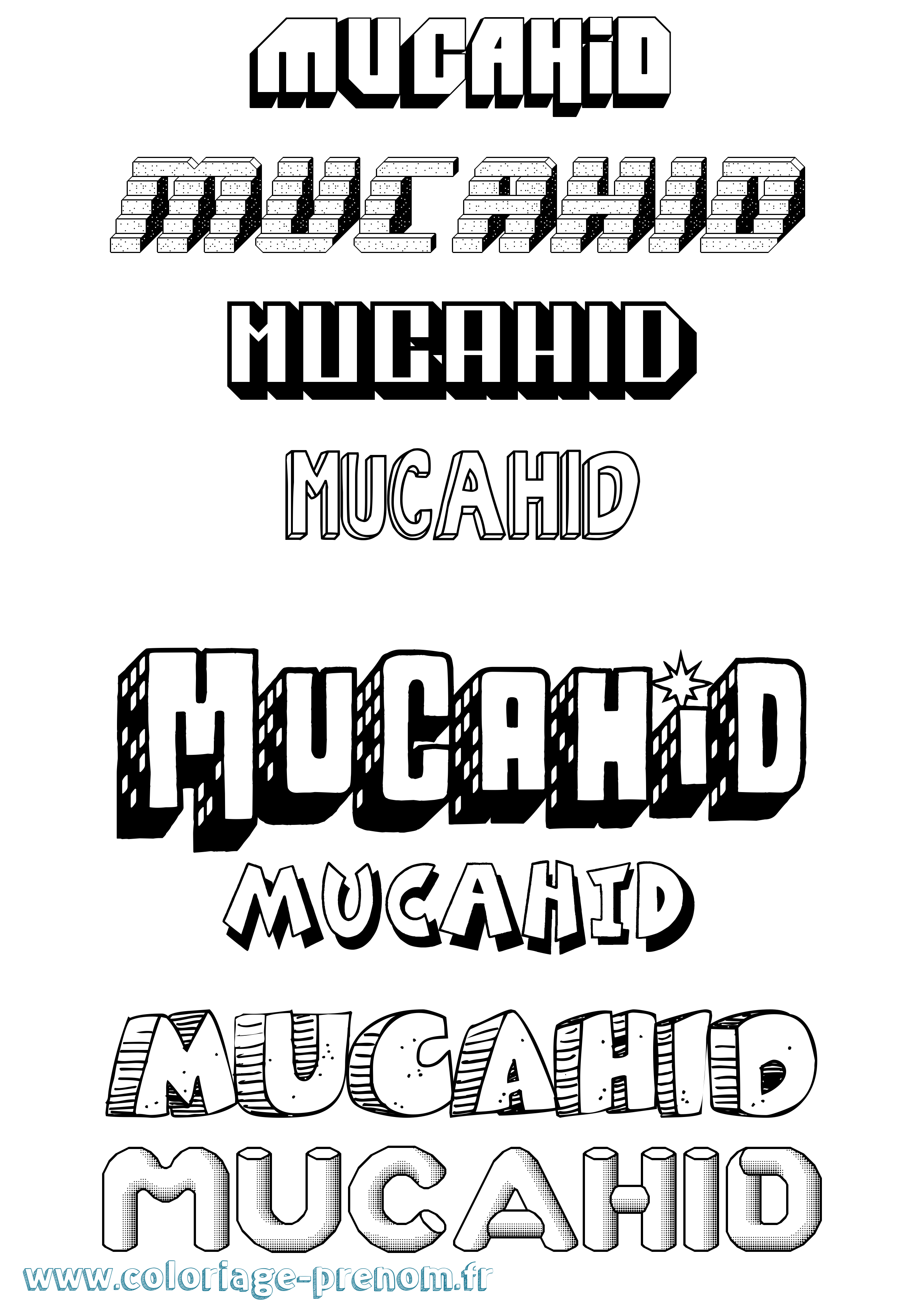 Coloriage Mucahid Effet 3D Coloriage prénom Mucahid Effet 3D