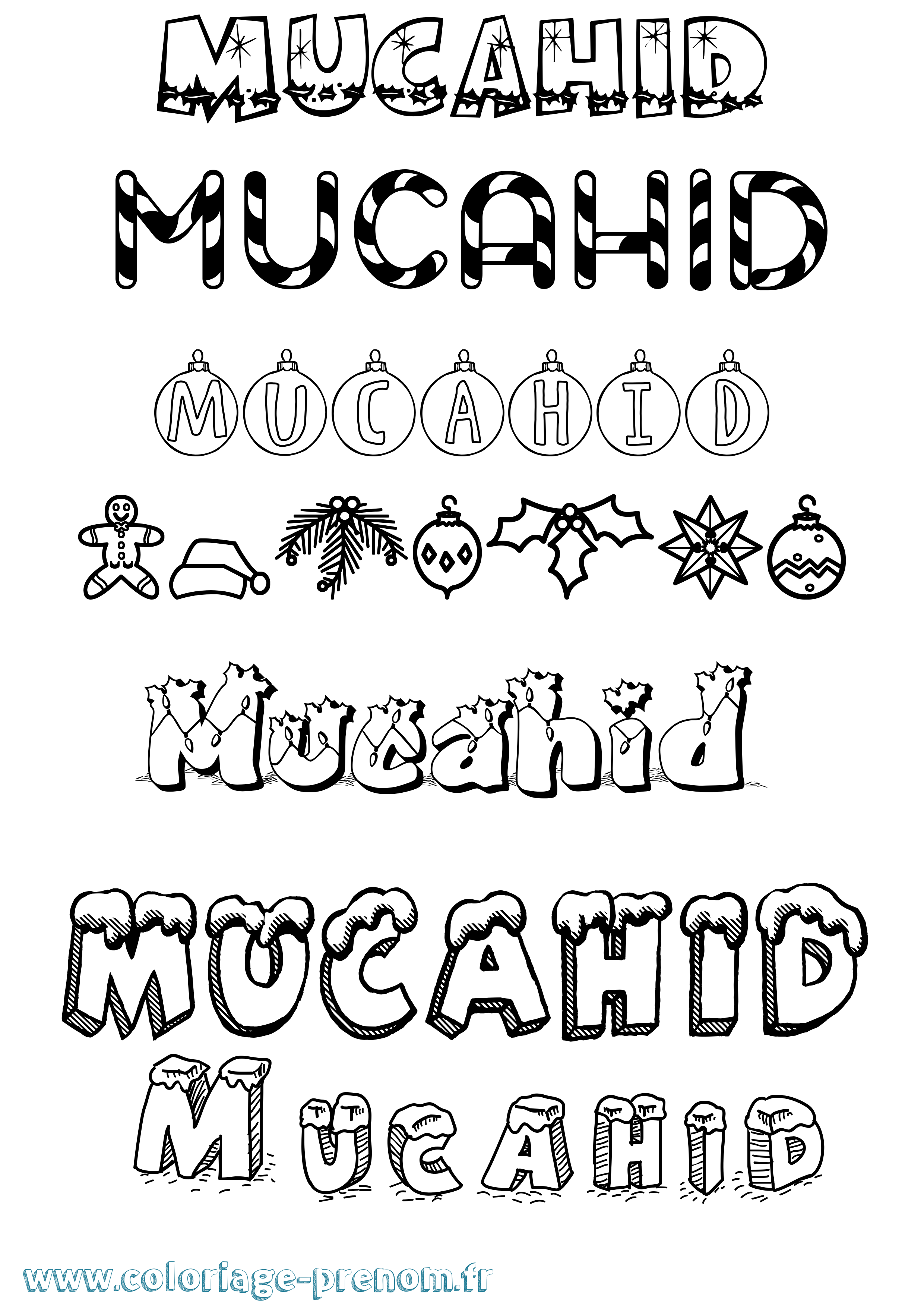 Coloriage Mucahid Noël Coloriage prénom Mucahid Noël