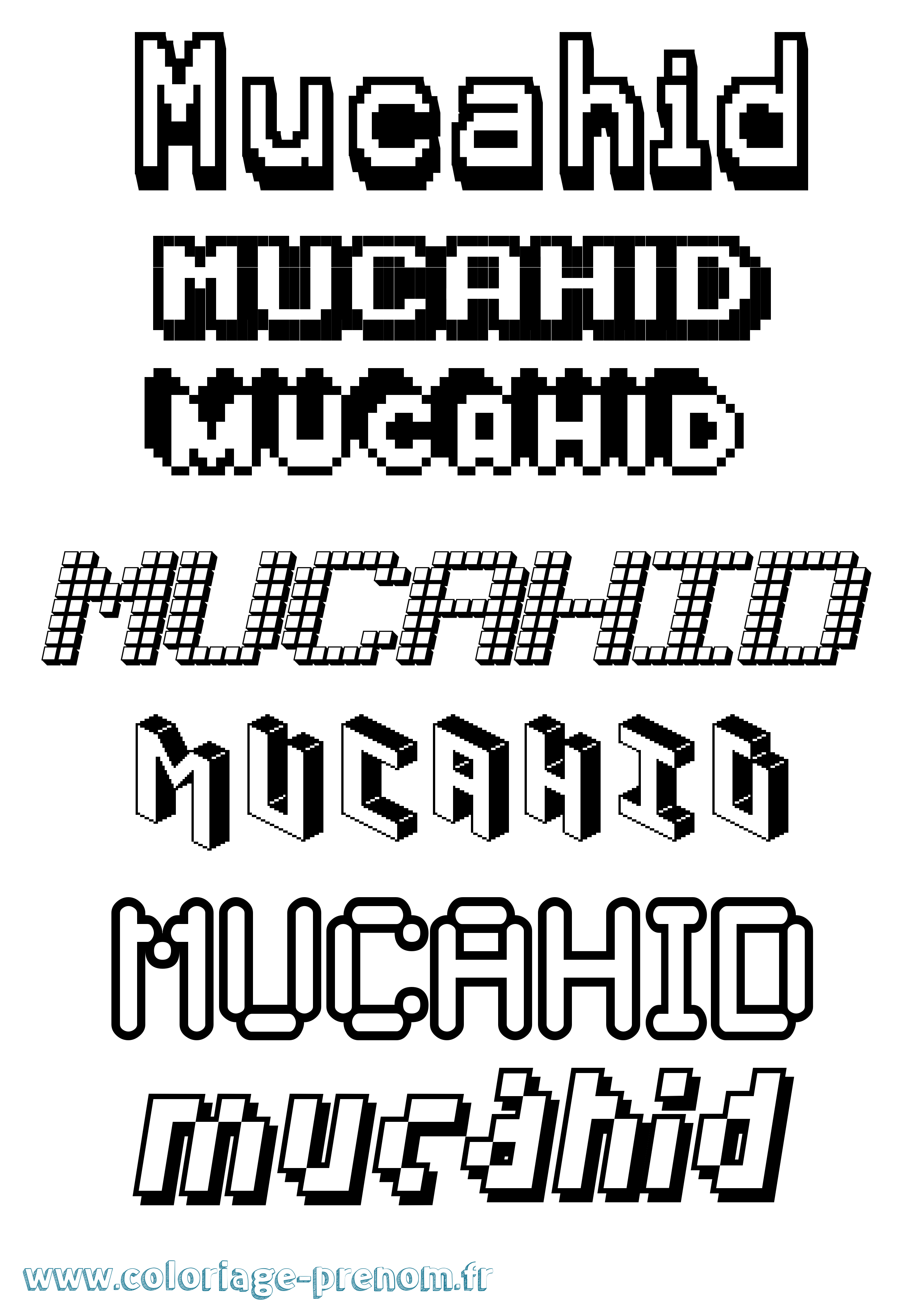 Coloriage Mucahid Pixel Coloriage prénom Mucahid Pixel